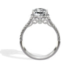 Milgrain Cathedral Halo 2.14 ct Cushion Engagement Ring in White Gold - The Better Diamonds