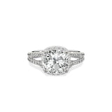Milgrain Cathedral Halo 2.14 ct Cushion Engagement Ring in White Gold - The Better Diamonds