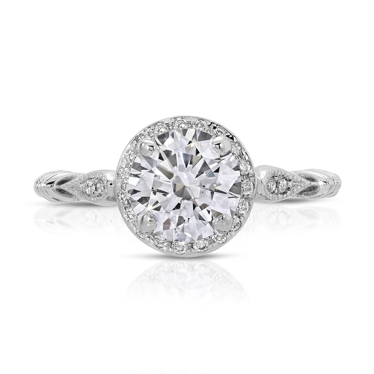 Vivienne Solitaire Round Engagement Ring in White Gold