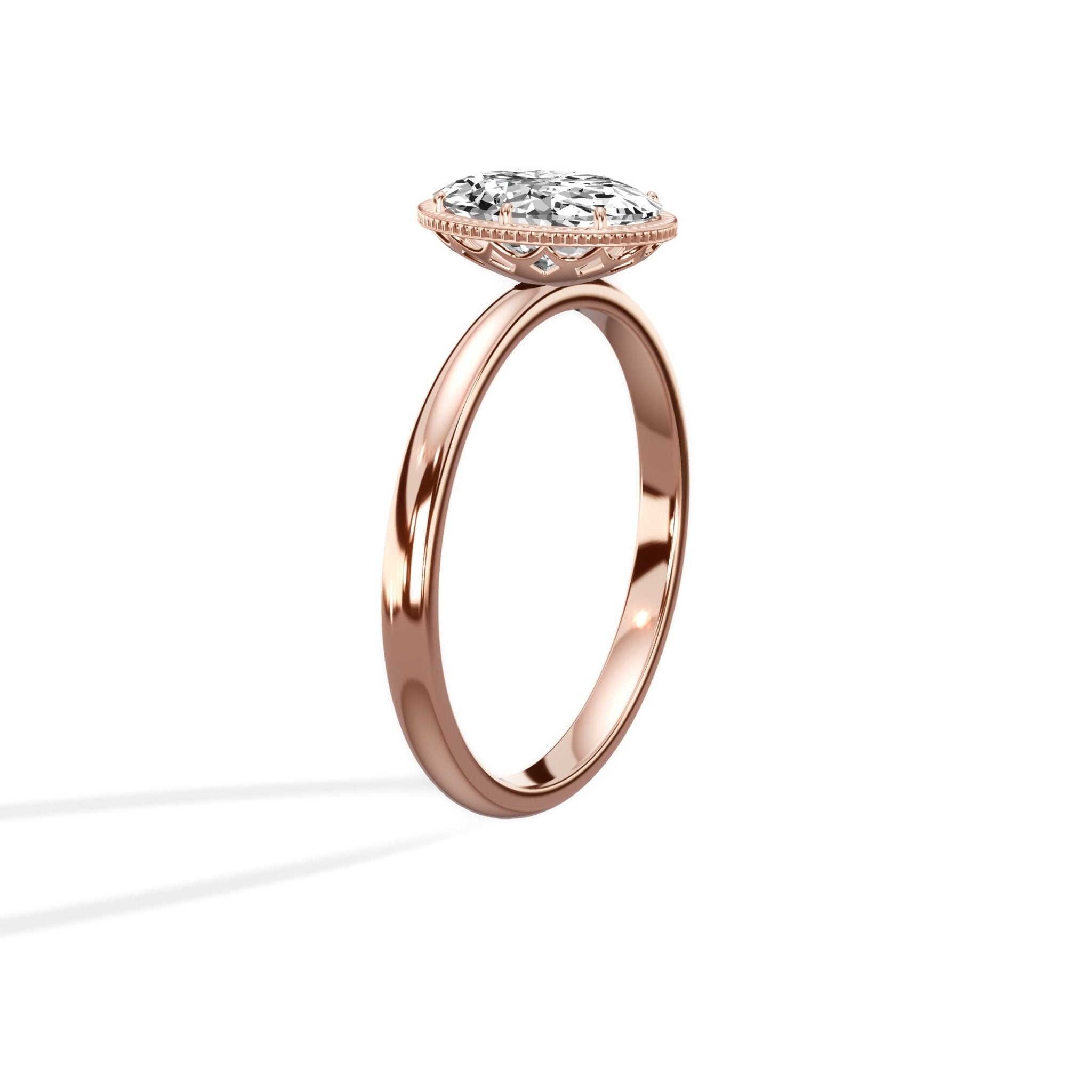 Milgrain Solitaire 1.78 ct Oval Engagement Ring in Rose Gold - The Better Diamonds