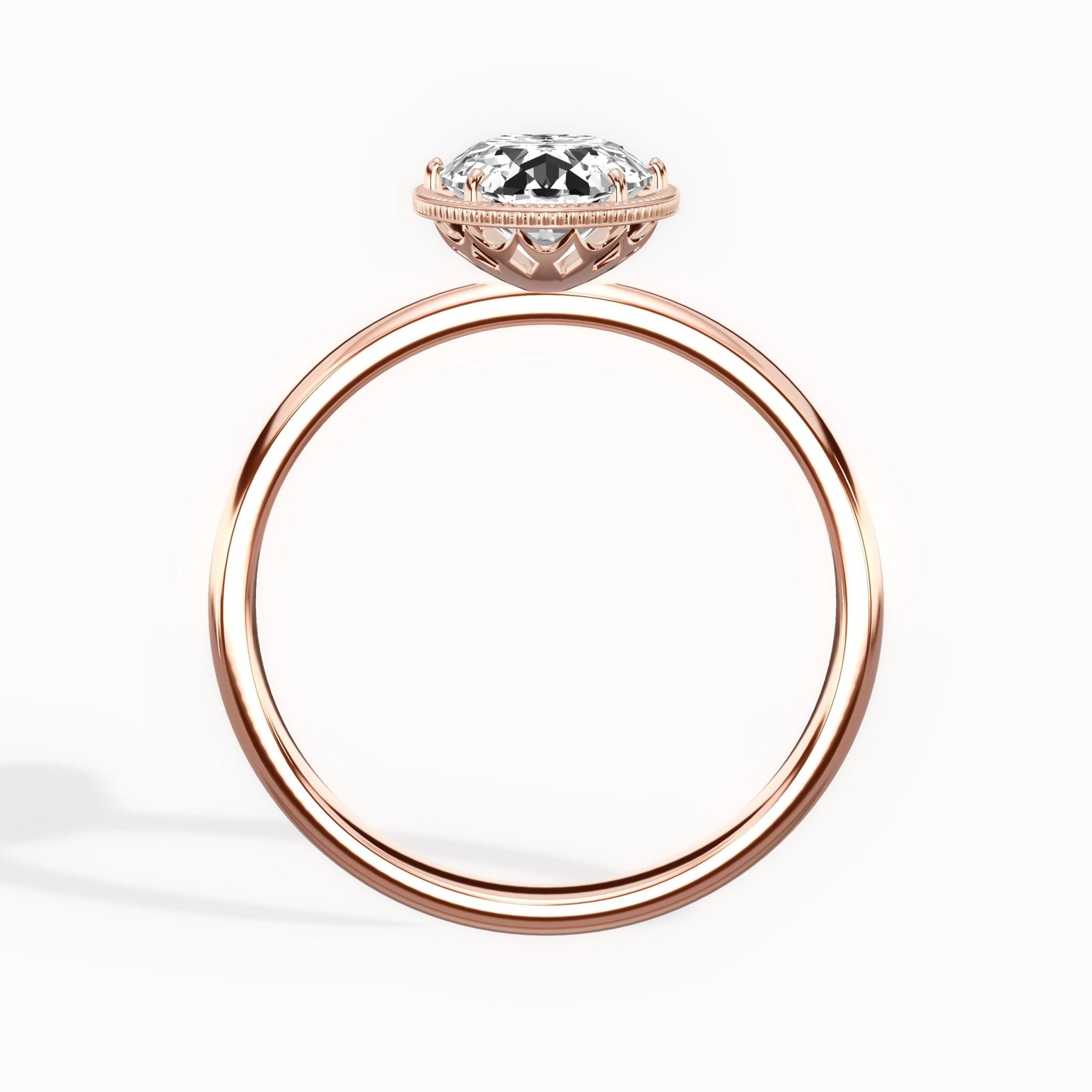 Milgrain Solitaire 1.78 ct Oval Engagement Ring in Rose Gold - The Better Diamonds