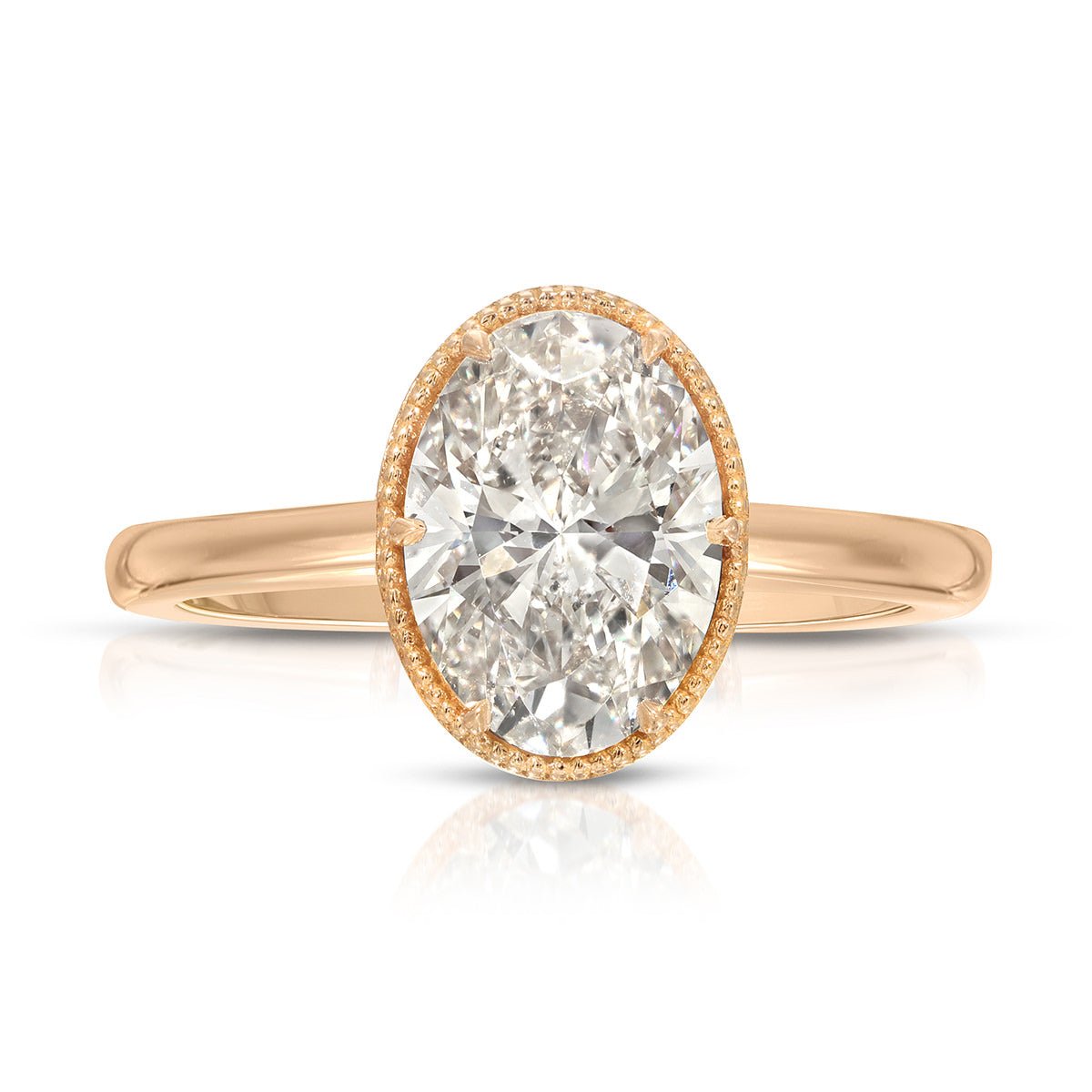 Milgrain Solitaire 1.78 ct Oval Engagement Ring in Rose Gold - The Better Diamonds