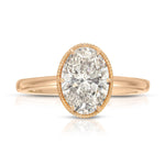 Milgrain Solitaire 1.78 ct Oval Engagement Ring in Rose Gold - The Better Diamonds