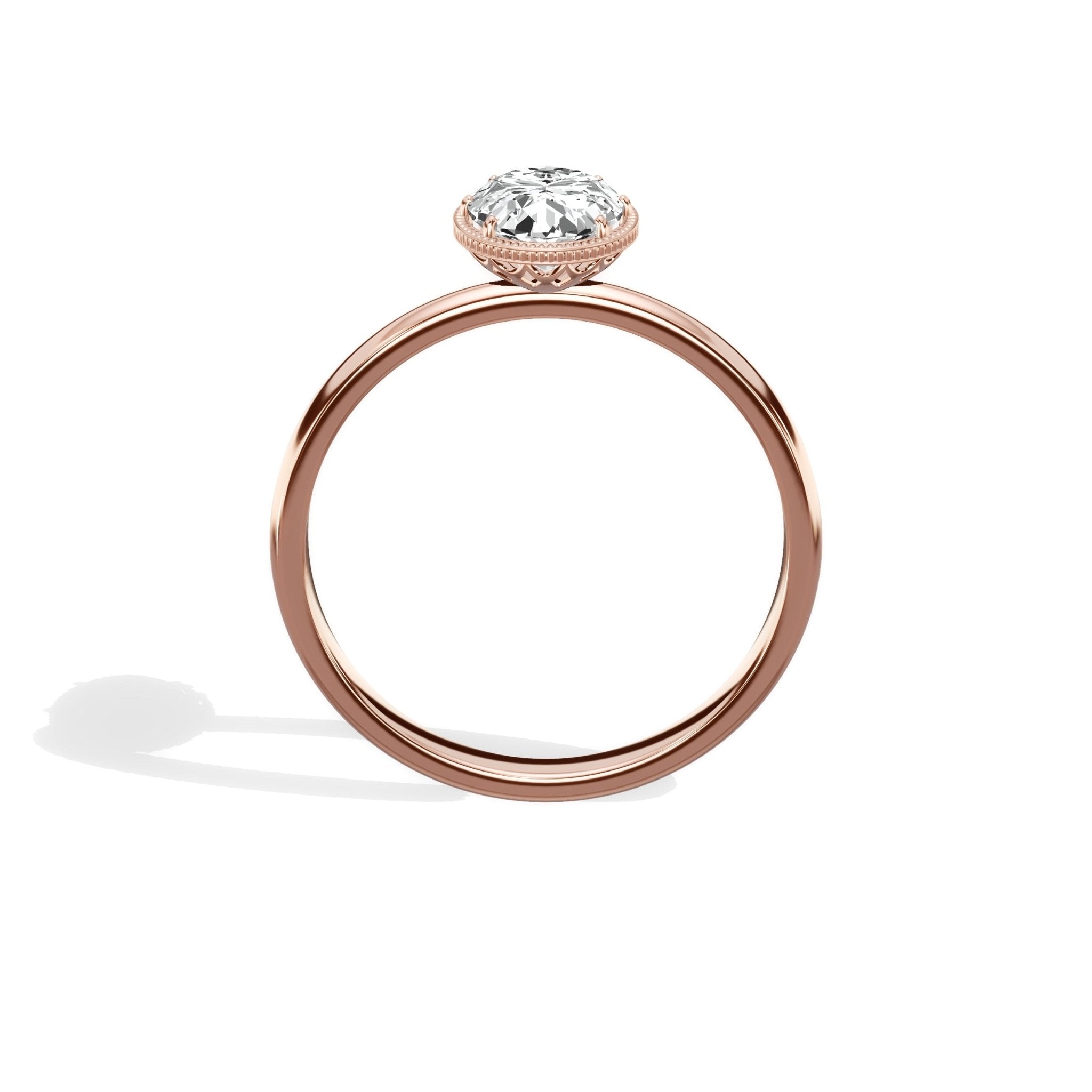 Milgrain Solitaire 1.78 ct Oval Engagement Ring in Rose Gold - The Better Diamonds