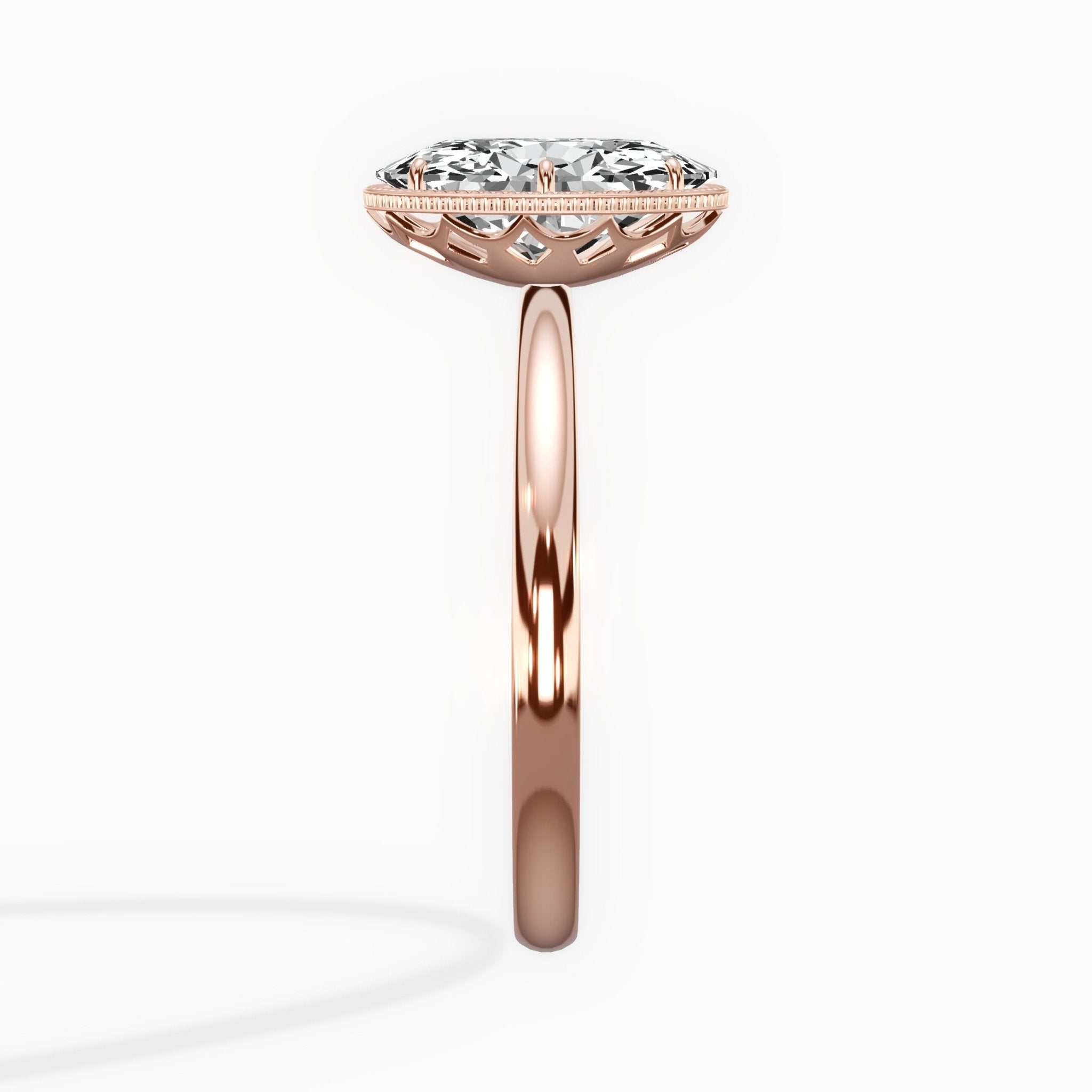 Milgrain Solitaire 1.78 ct Oval Lab Grown Diamond Engagement Ring in 14K Rose Gold - The Better Diamonds