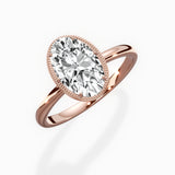 Milgrain Solitaire 1.78 ct Oval Lab Grown Diamond Engagement Ring in 14K Rose Gold - The Better Diamonds