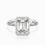 Milgrain Solitaire 2.16 ct Emerald Lab Grown Diamond Engagement Ring in 14K White Gold - The Better Diamonds