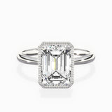 Milgrain Solitaire 2.16 ct Emerald Lab Grown Diamond Engagement Ring in 14K White Gold - The Better Diamonds