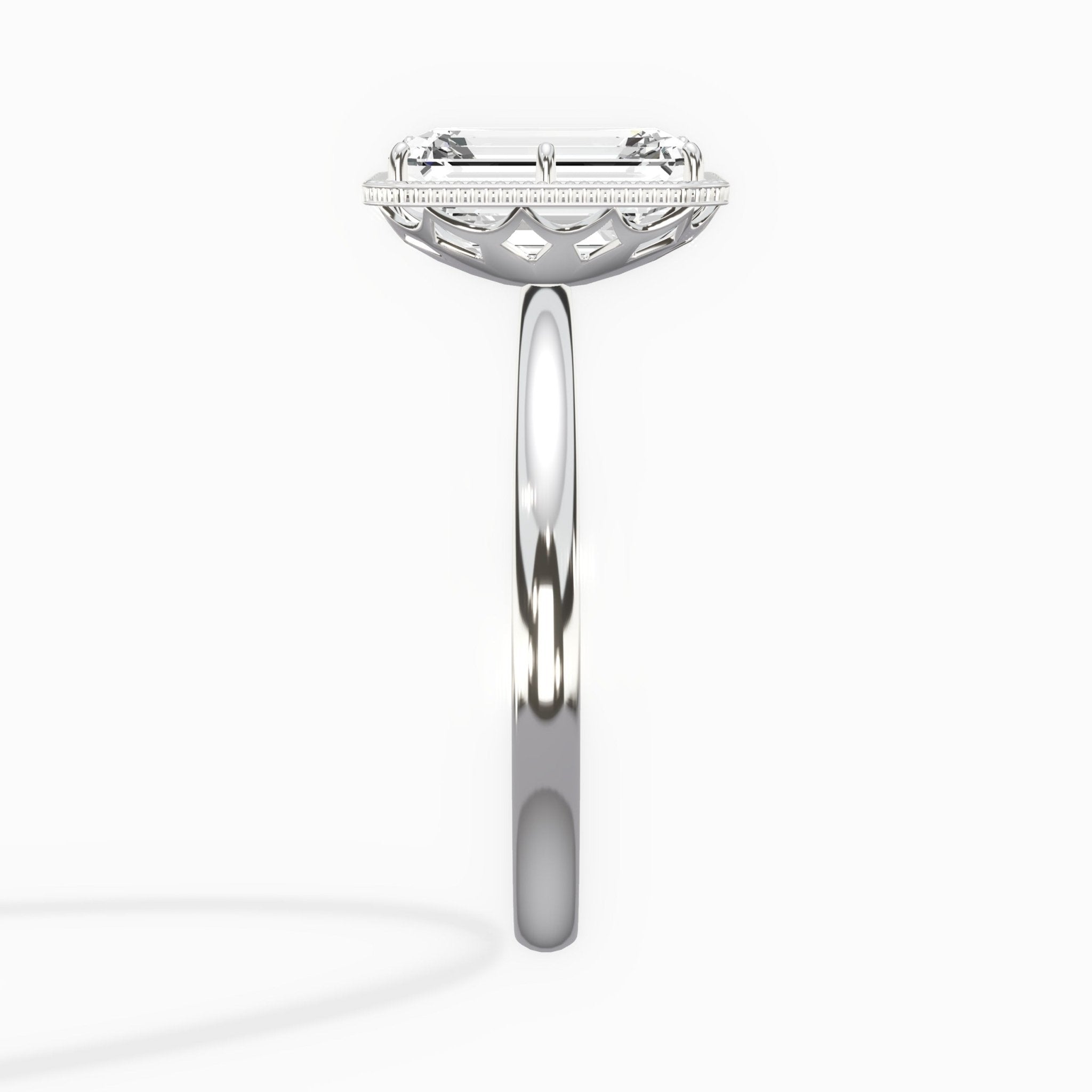 Milgrain Solitaire 2.16 ct Emerald Lab Grown Diamond Engagement Ring in 14K White Gold - The Better Diamonds