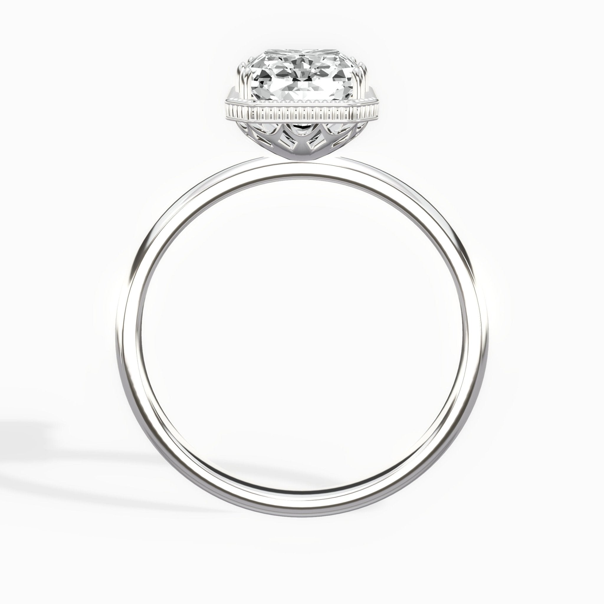 Milgrain Solitaire 2.29 ct Long Radiant Engagement Ring in White Gold - The Better Diamonds
