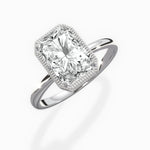 Milgrain Solitaire 2.29 ct Long Radiant Lab Grown Diamond Engagement Ring in 14K White Gold - The Better Diamonds