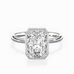 Milgrain Solitaire 2.29 ct Long Radiant Lab Grown Diamond Engagement Ring in 14K White Gold - The Better Diamonds