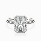 Milgrain Solitaire 2.29 ct Long Radiant Lab Grown Diamond Engagement Ring in 14K White Gold - The Better Diamonds