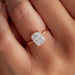 Milgrain Solitaire 2.40 ct Long Cushion Engagement Ring in Rose Gold - The Better Diamonds