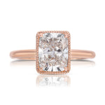 Milgrain Solitaire 2.40 ct Long Cushion Engagement Ring in Rose Gold - The Better Diamonds