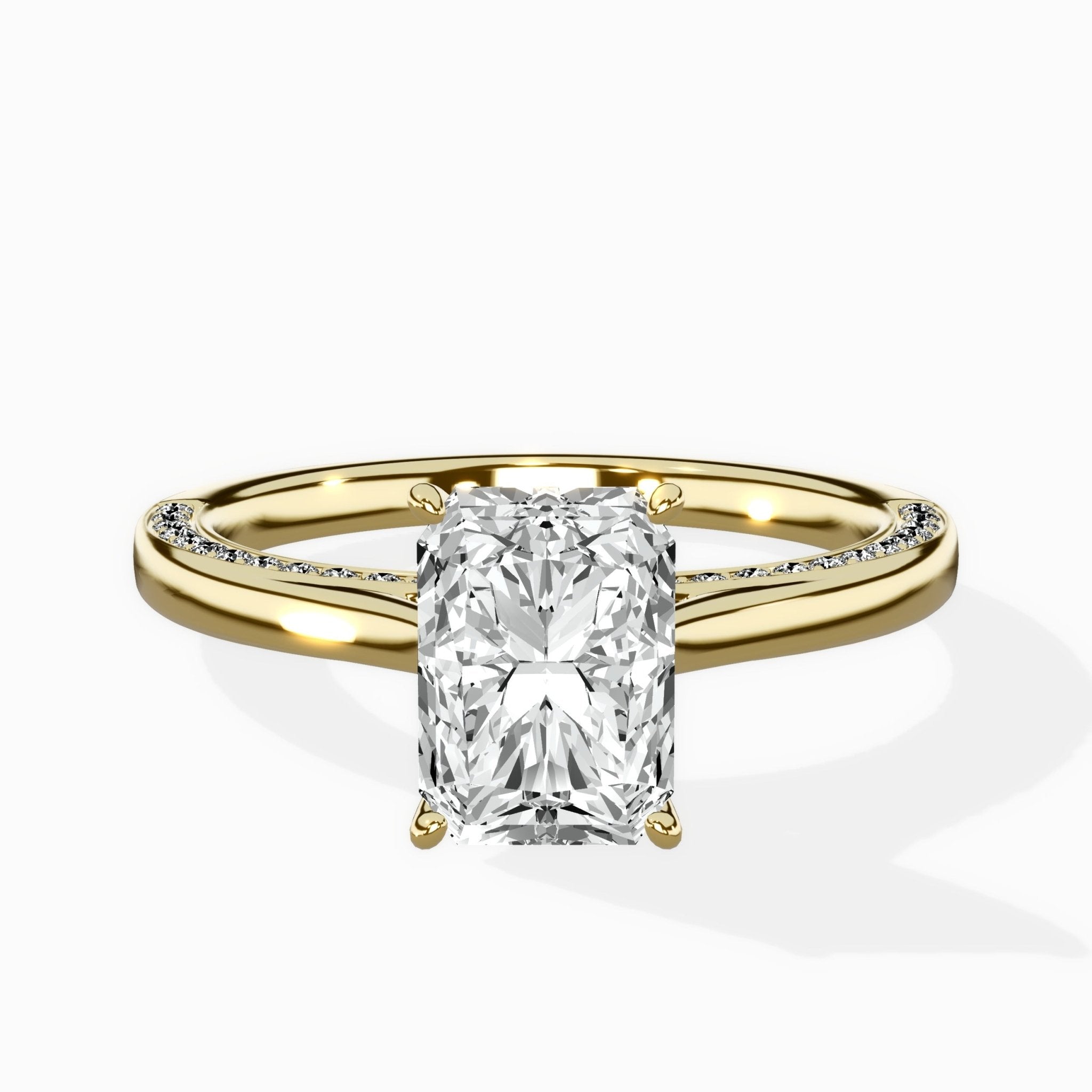 Modern Slim Hidden Halo Solitaire Ring Engagement Ring - The Better Diamonds