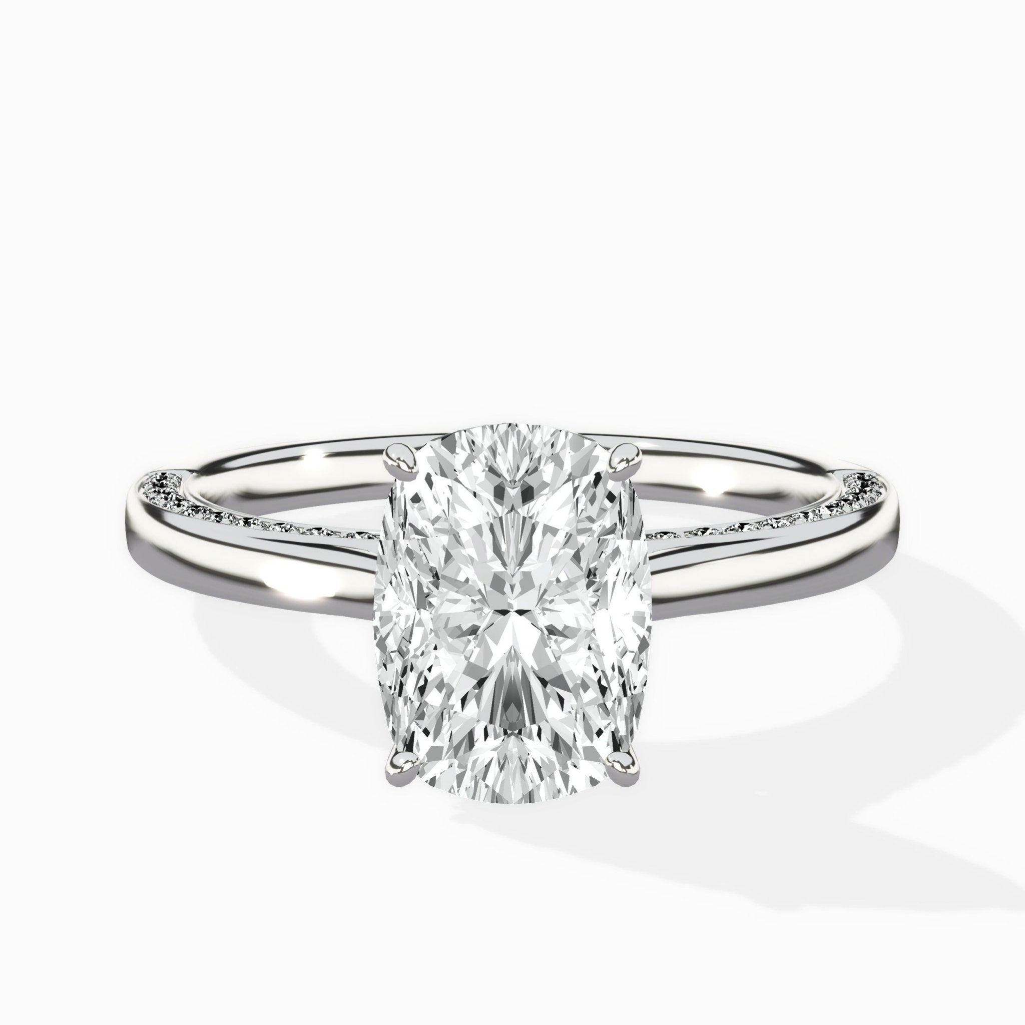 Modern Slim Hidden Halo Solitaire Ring Engagement Ring - The Better Diamonds