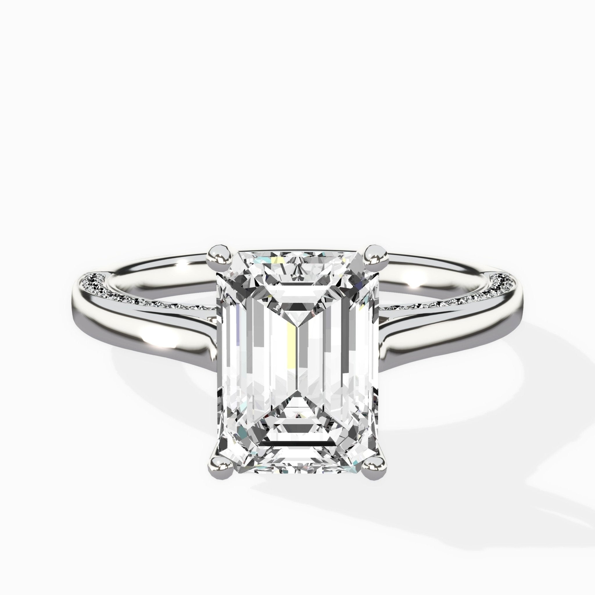 Modern Slim Hidden Halo Solitaire Ring Engagement Ring - The Better Diamonds