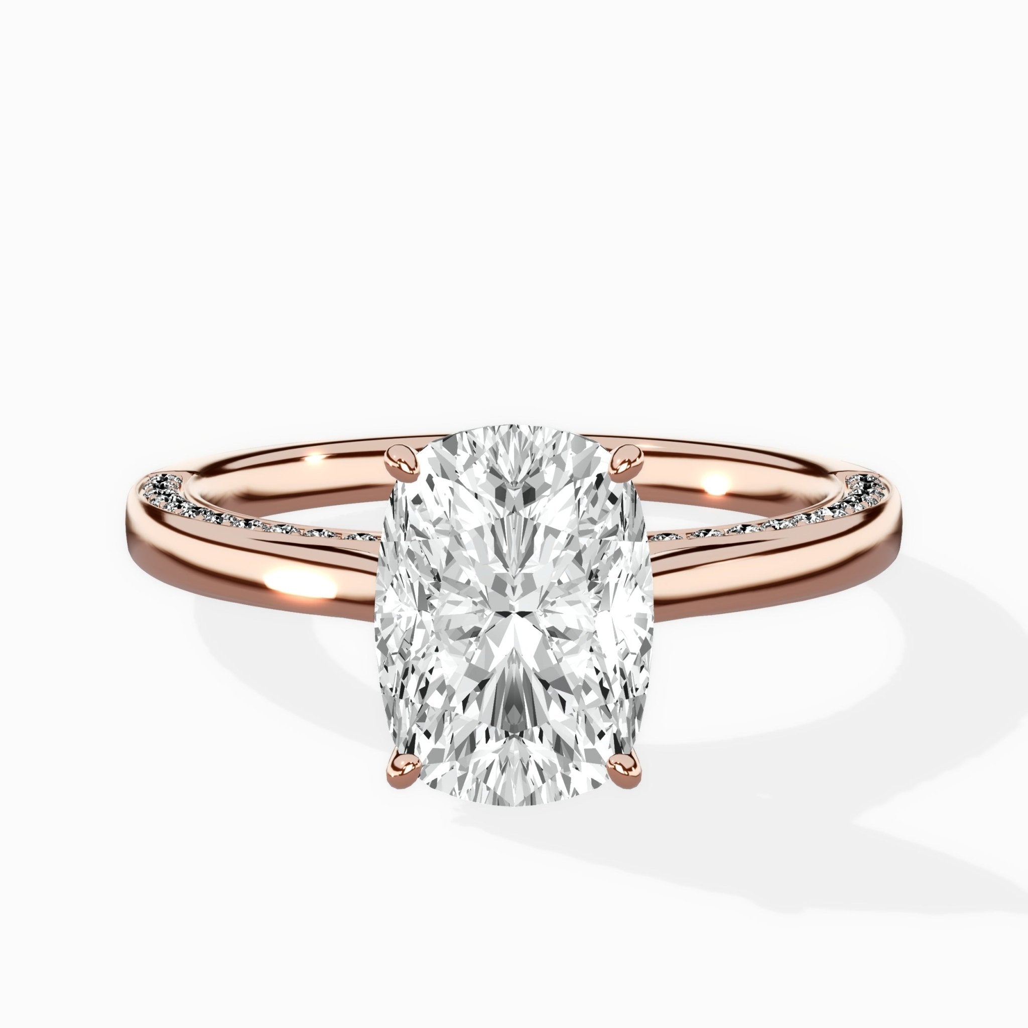 Modern Slim Hidden Halo Solitaire Ring Engagement Ring - The Better Diamonds
