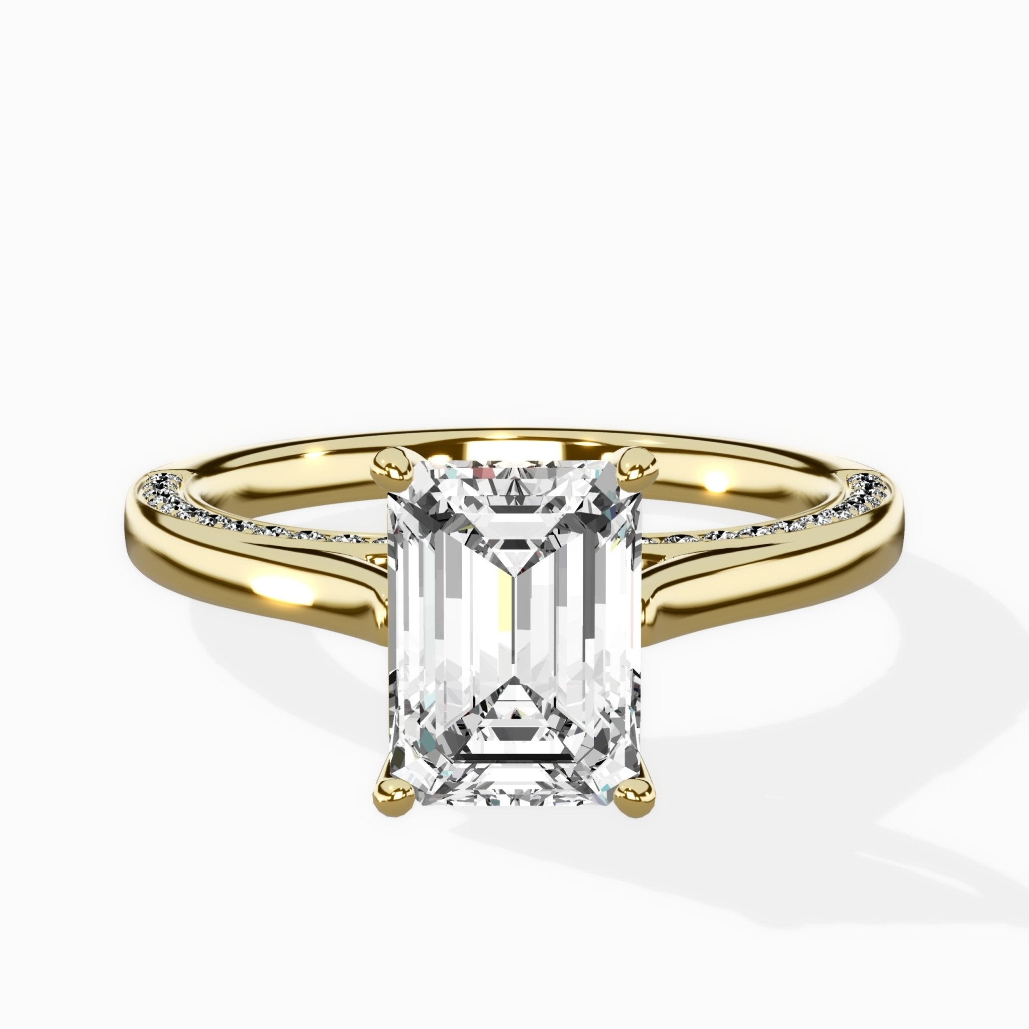 Modern Slim Hidden Halo Solitaire Ring Engagement Ring - The Better Diamonds