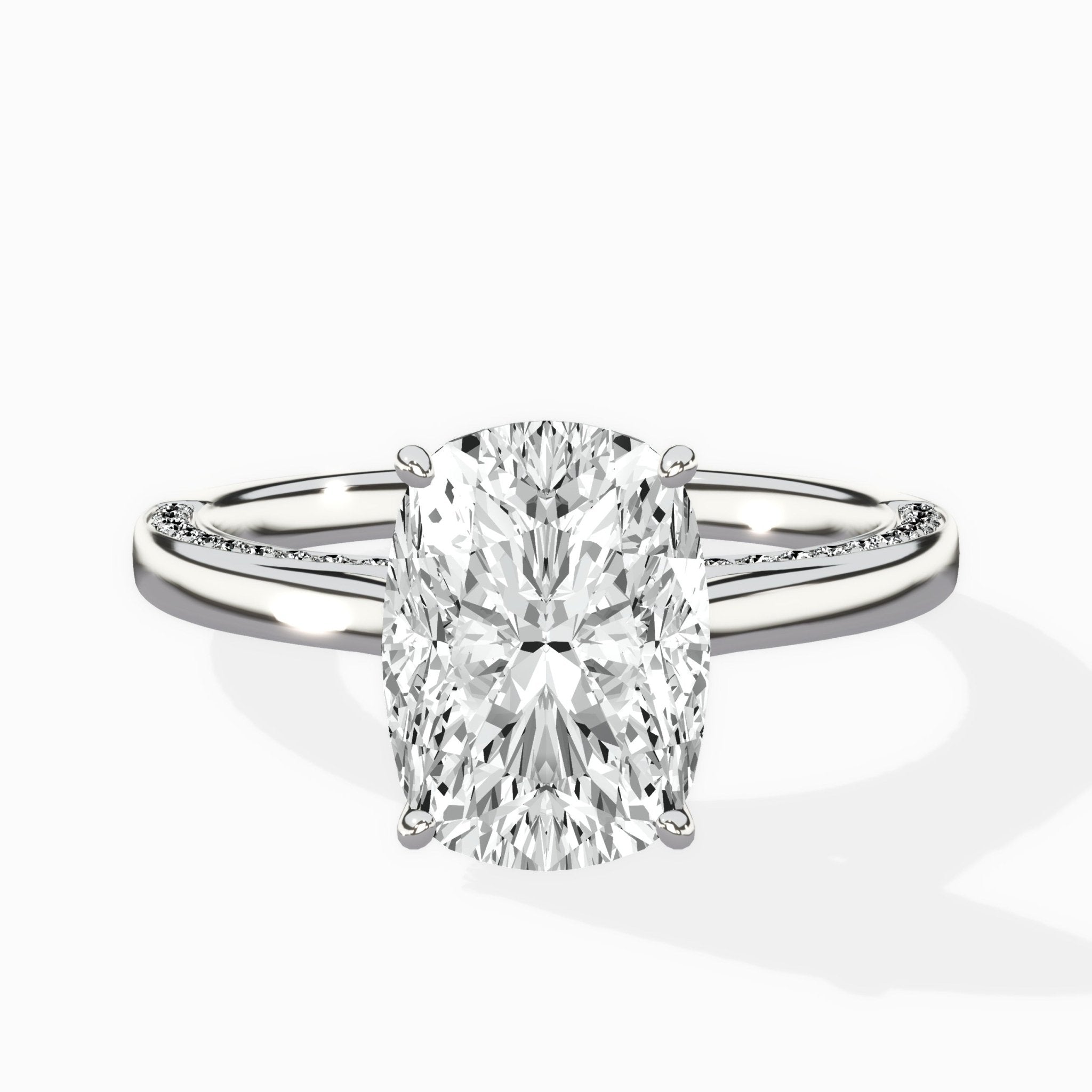 Modern Slim Hidden Halo Solitaire Ring Engagement Ring - The Better Diamonds