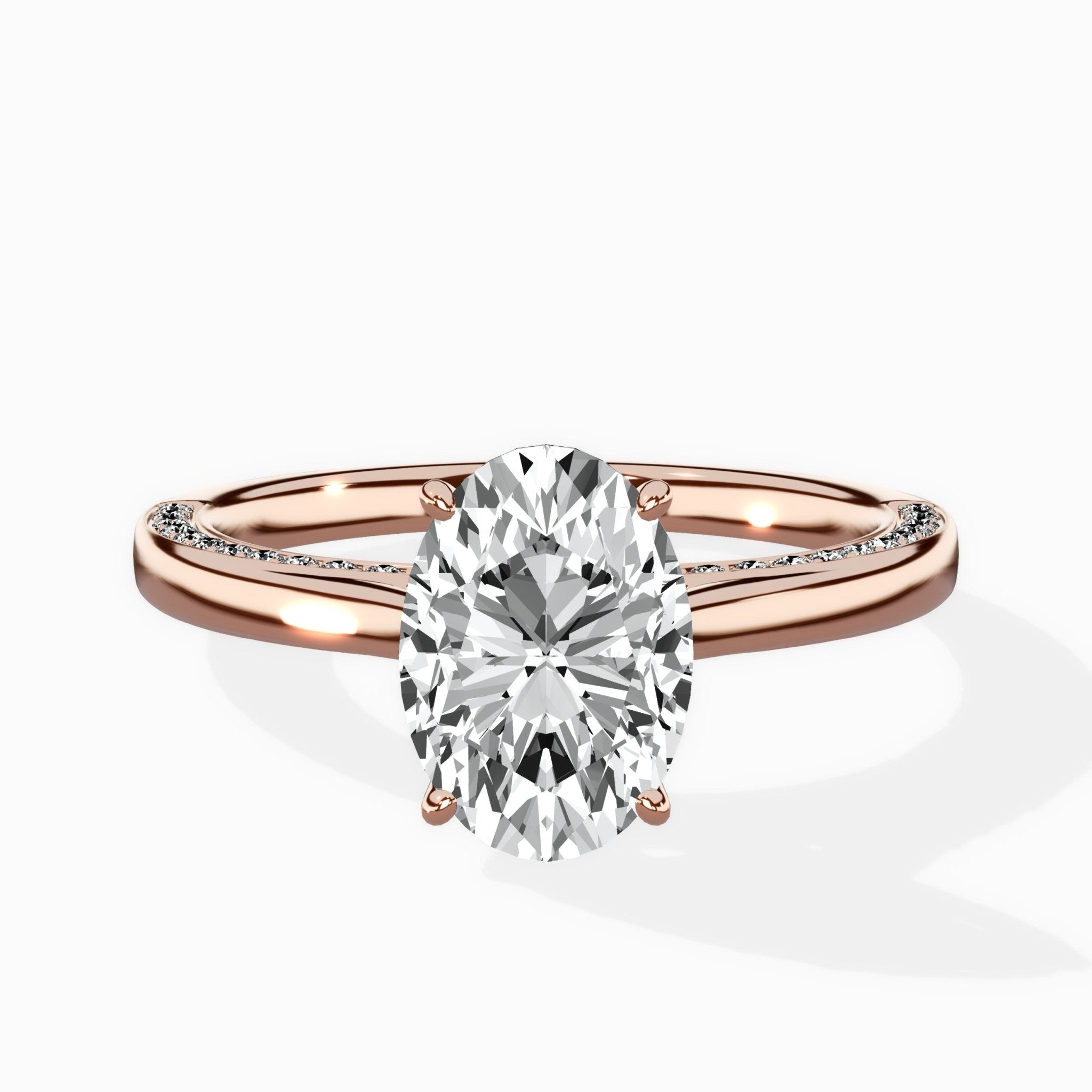 Modern Slim Hidden Halo Solitaire Ring Engagement Ring - The Better Diamonds
