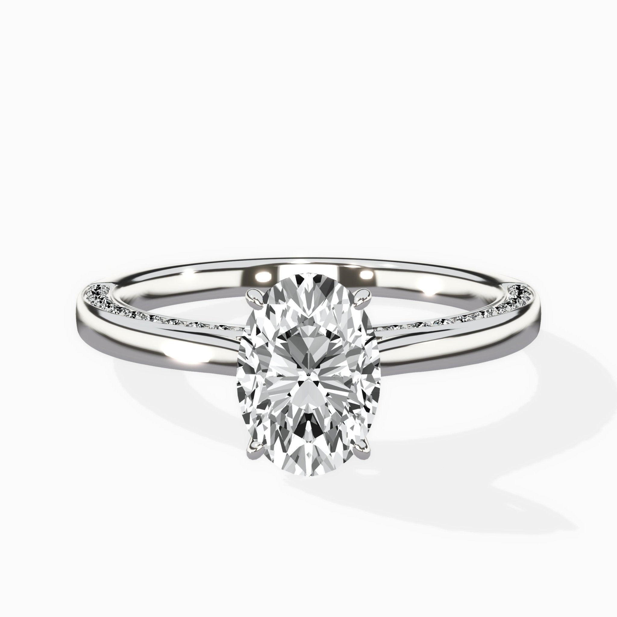 Modern Slim Hidden Halo Solitaire Ring Engagement Ring - The Better Diamonds