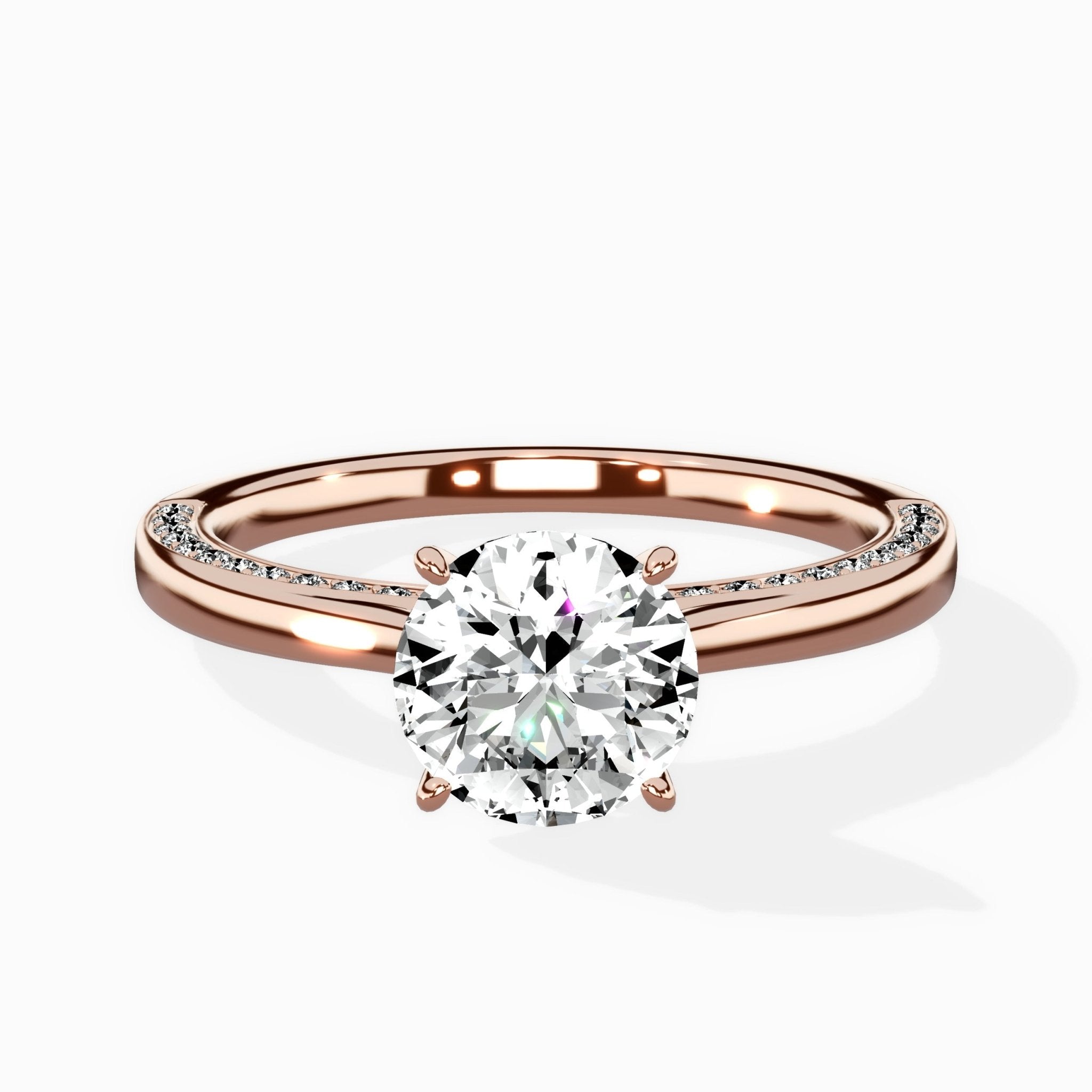 Modern Slim Hidden Halo Solitaire Ring Engagement Ring - The Better Diamonds
