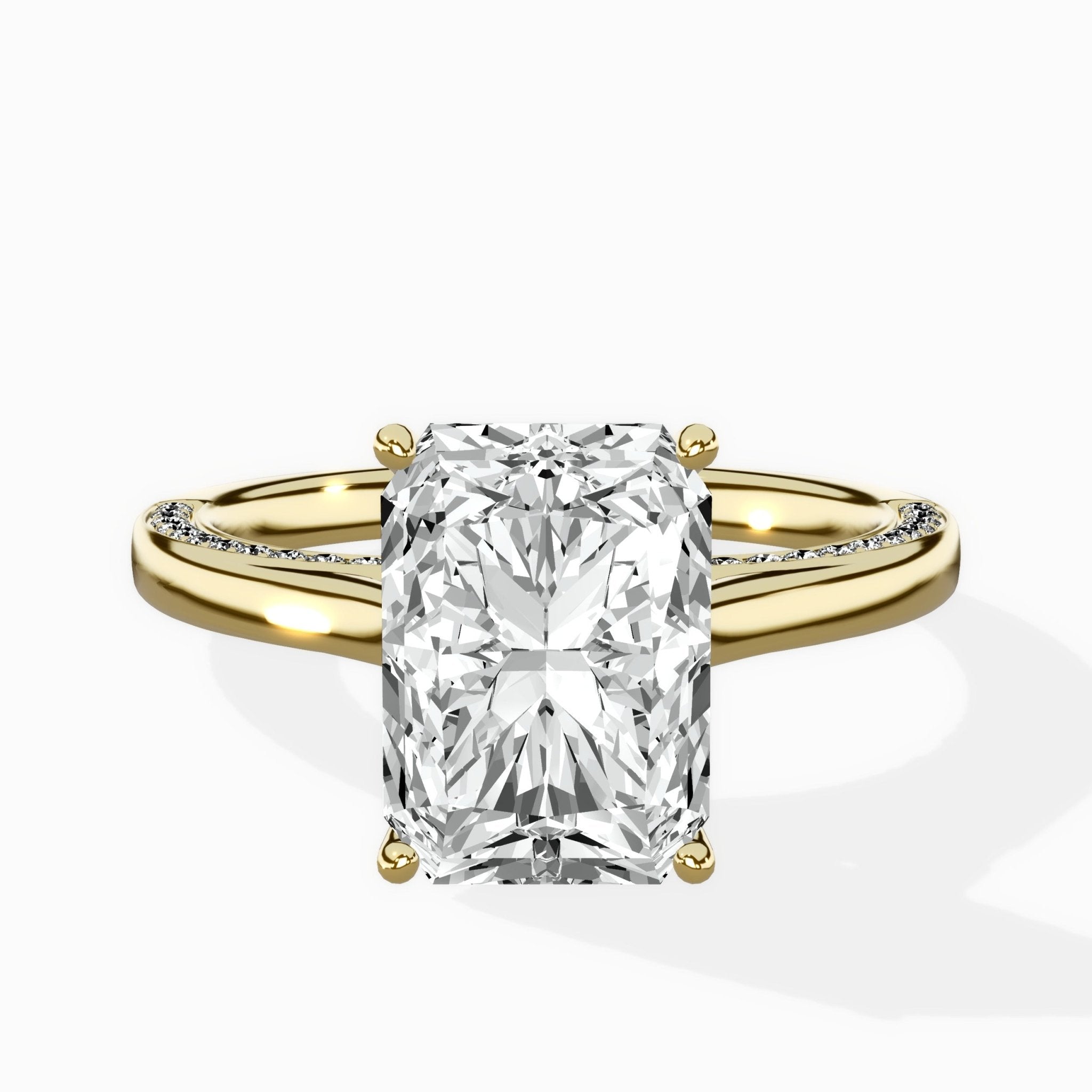 Modern Slim Hidden Halo Solitaire Ring Engagement Ring - The Better Diamonds