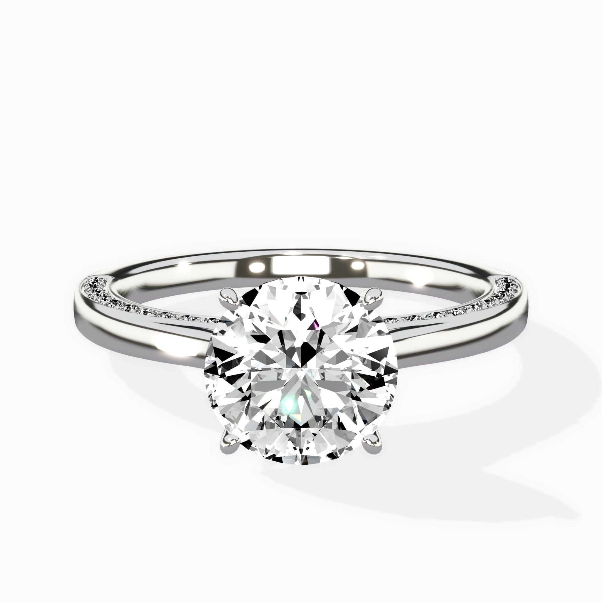 Modern Slim Hidden Halo Solitaire Ring Engagement Ring - The Better Diamonds