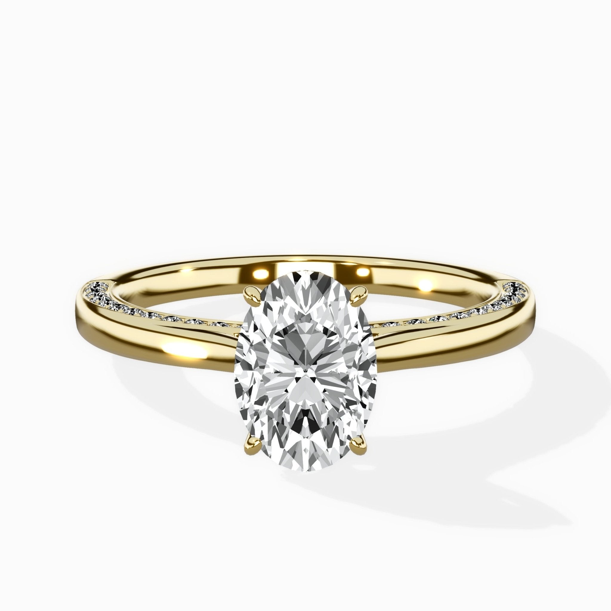 Modern Slim Hidden Halo Solitaire Ring Engagement Ring - The Better Diamonds