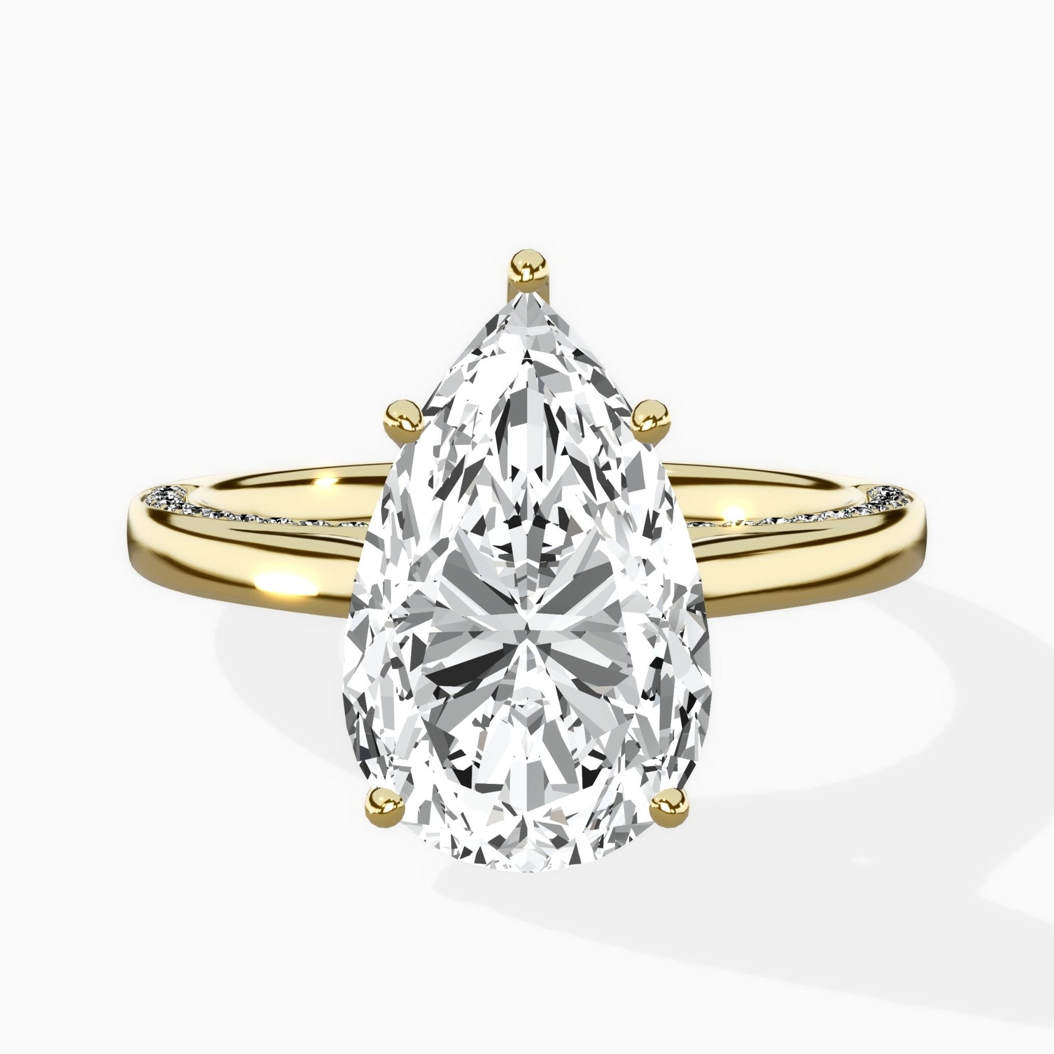 Modern Slim Hidden Halo Solitaire Ring Engagement Ring - The Better Diamonds