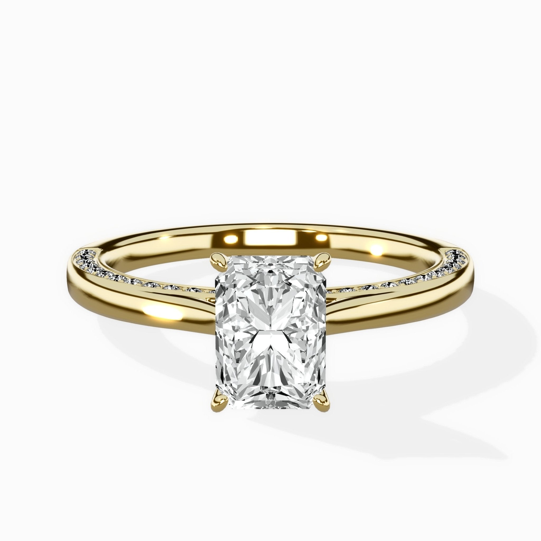 Modern Slim Hidden Halo Solitaire Ring Engagement Ring - The Better Diamonds