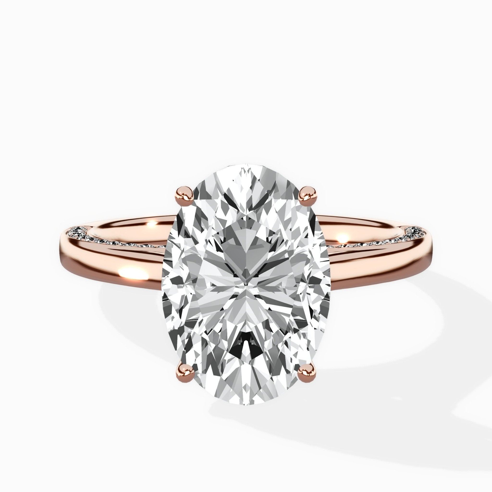 Modern Slim Hidden Halo Solitaire Ring Engagement Ring - The Better Diamonds