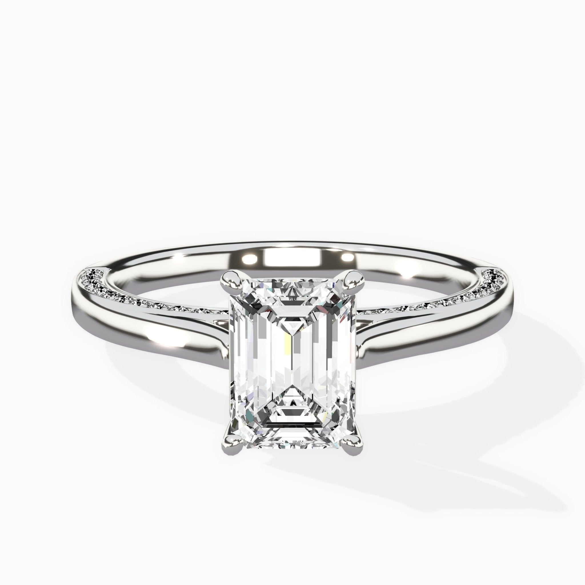Modern Slim Hidden Halo Solitaire Ring Engagement Ring - The Better Diamonds