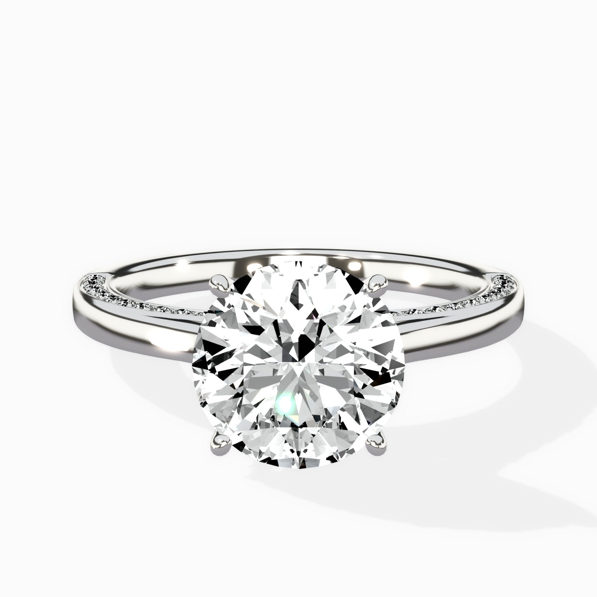 Modern Slim Hidden Halo Solitaire Ring Engagement Ring - The Better Diamonds