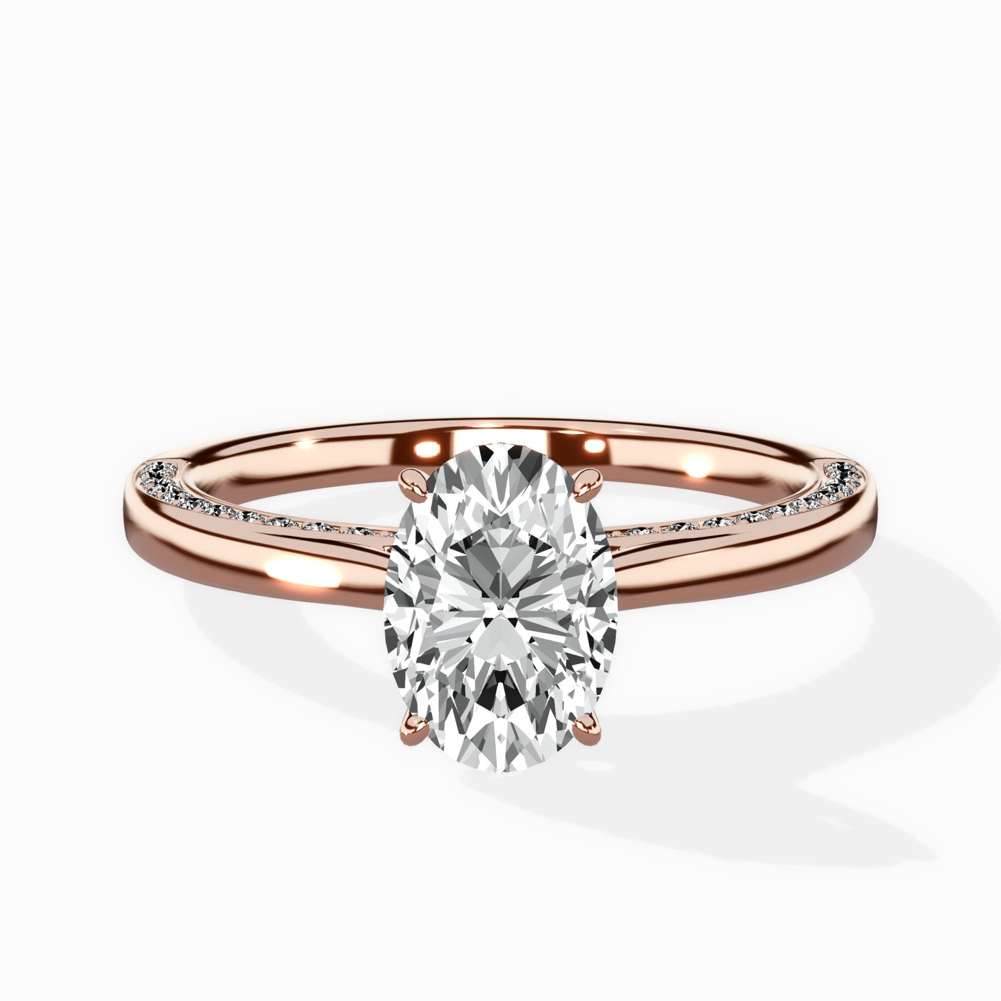 Modern Slim Hidden Halo Solitaire Ring Engagement Ring - The Better Diamonds
