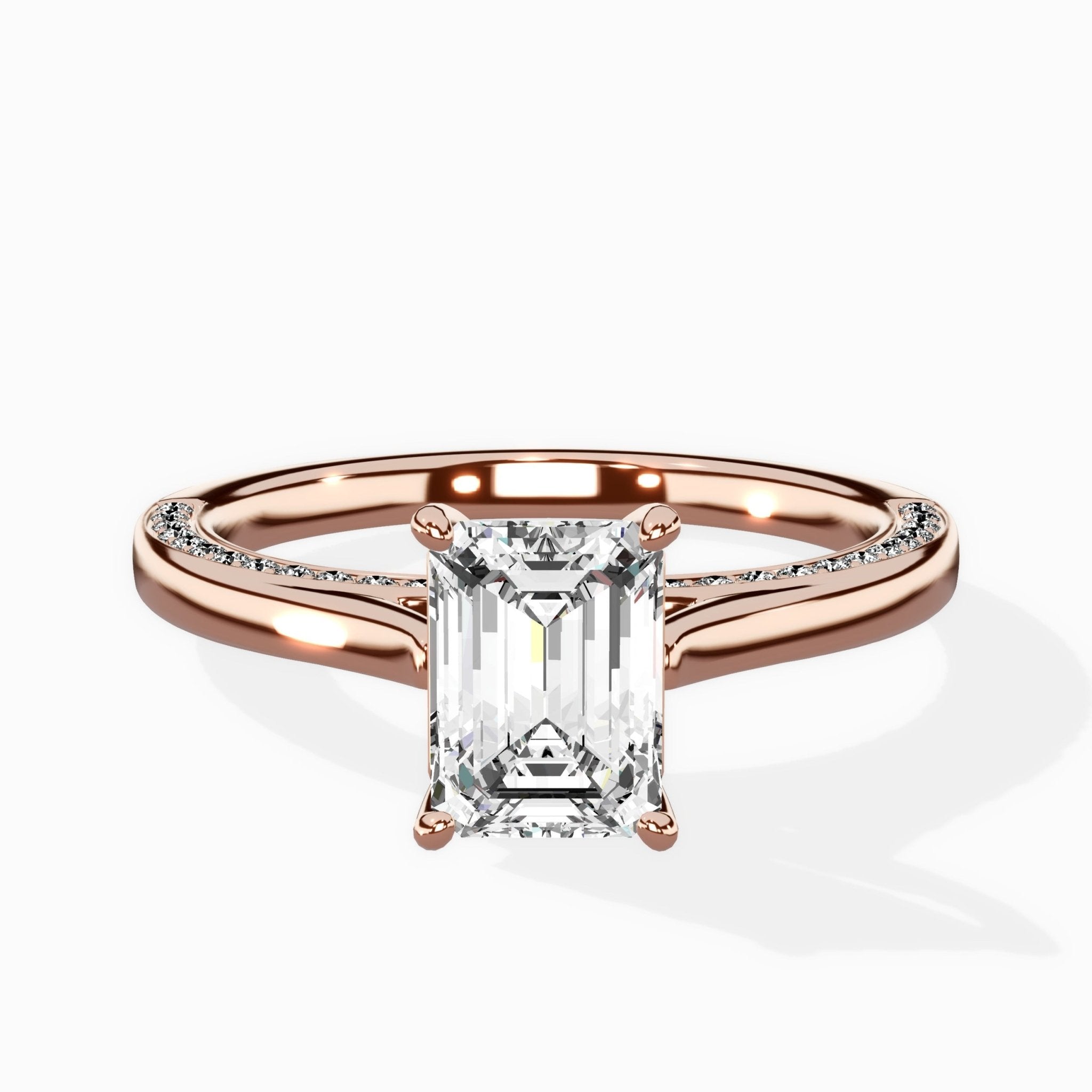 Modern Slim Hidden Halo Solitaire Ring Engagement Ring - The Better Diamonds