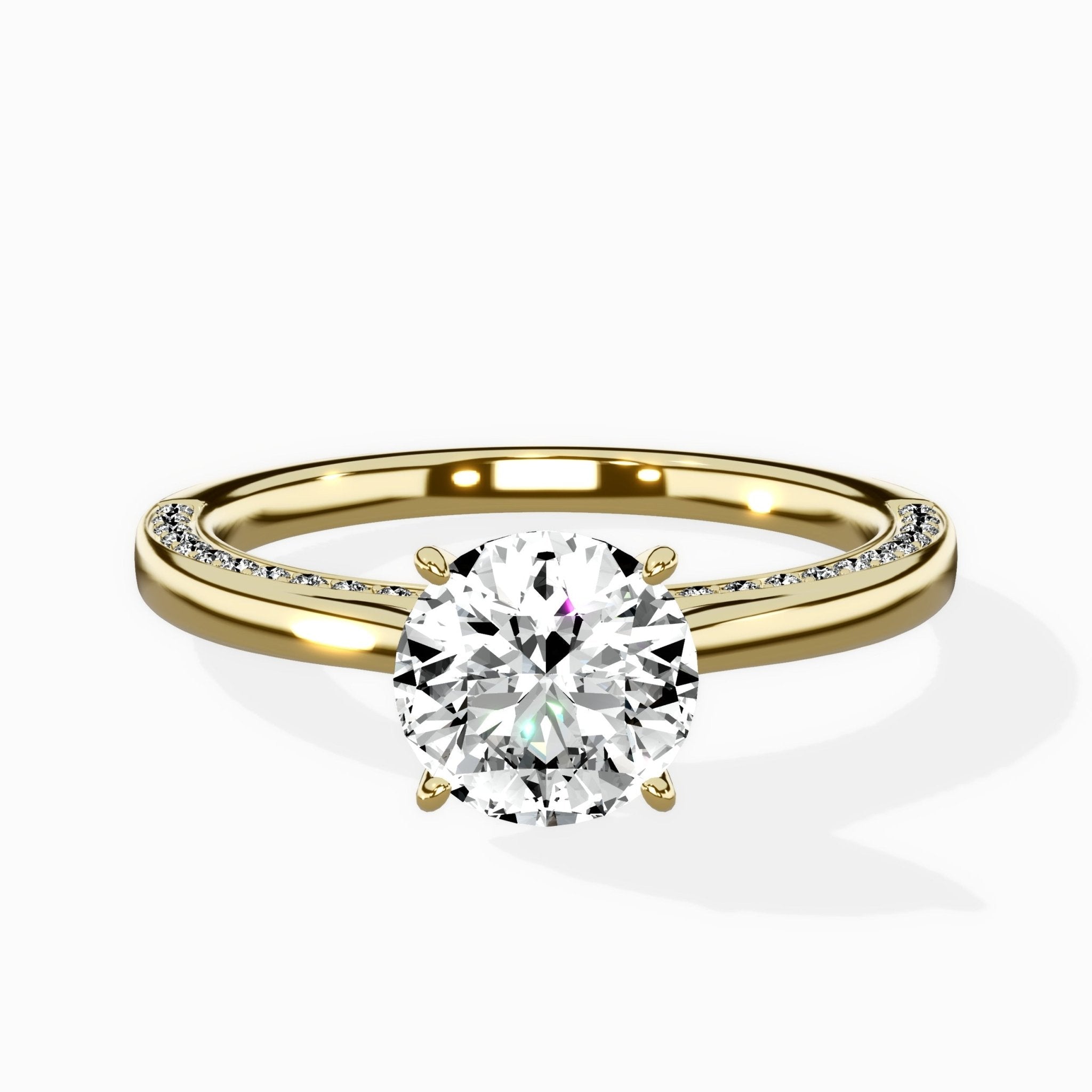 Modern Slim Hidden Halo Solitaire Ring Engagement Ring - The Better Diamonds