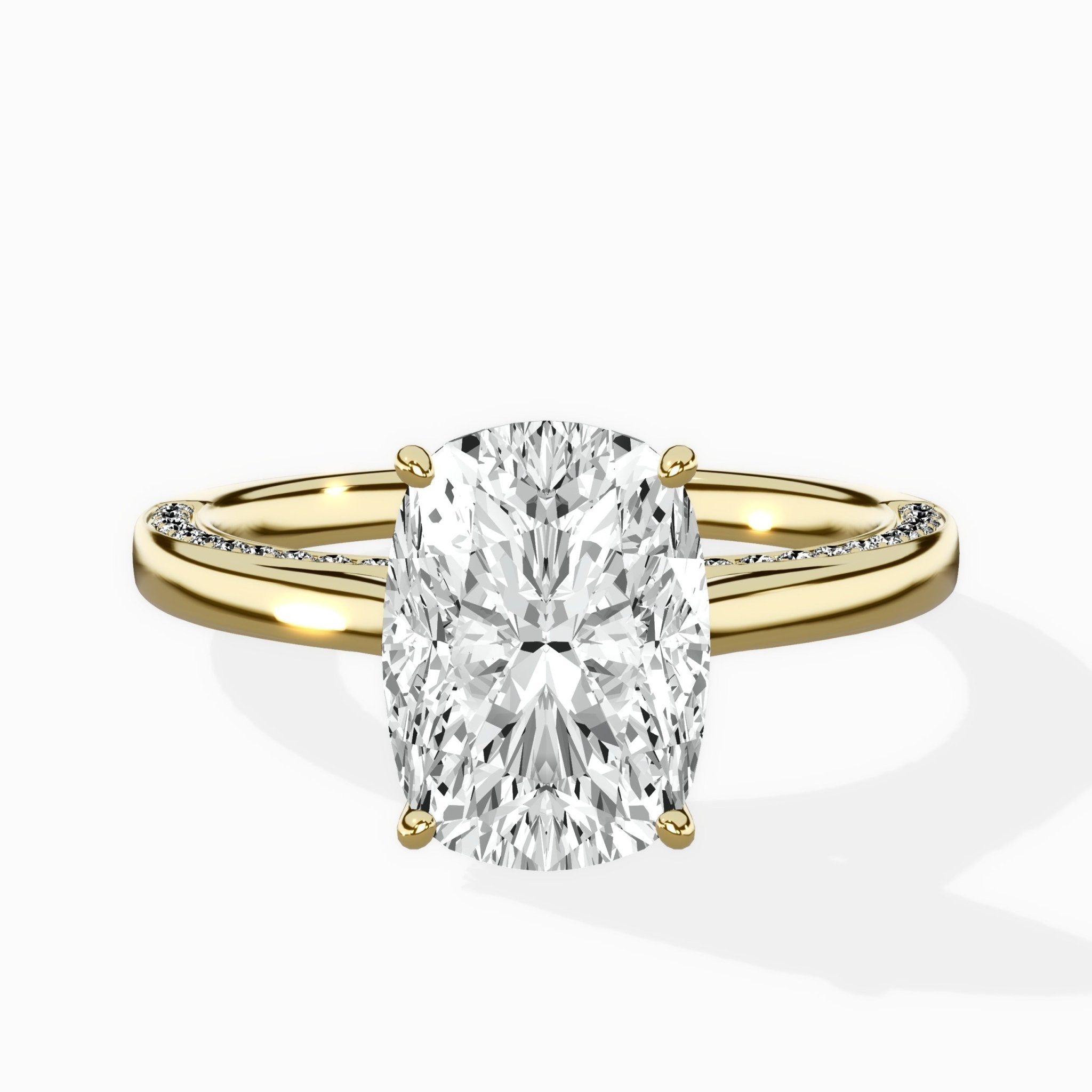 Modern Slim Hidden Halo Solitaire Ring Engagement Ring - The Better Diamonds