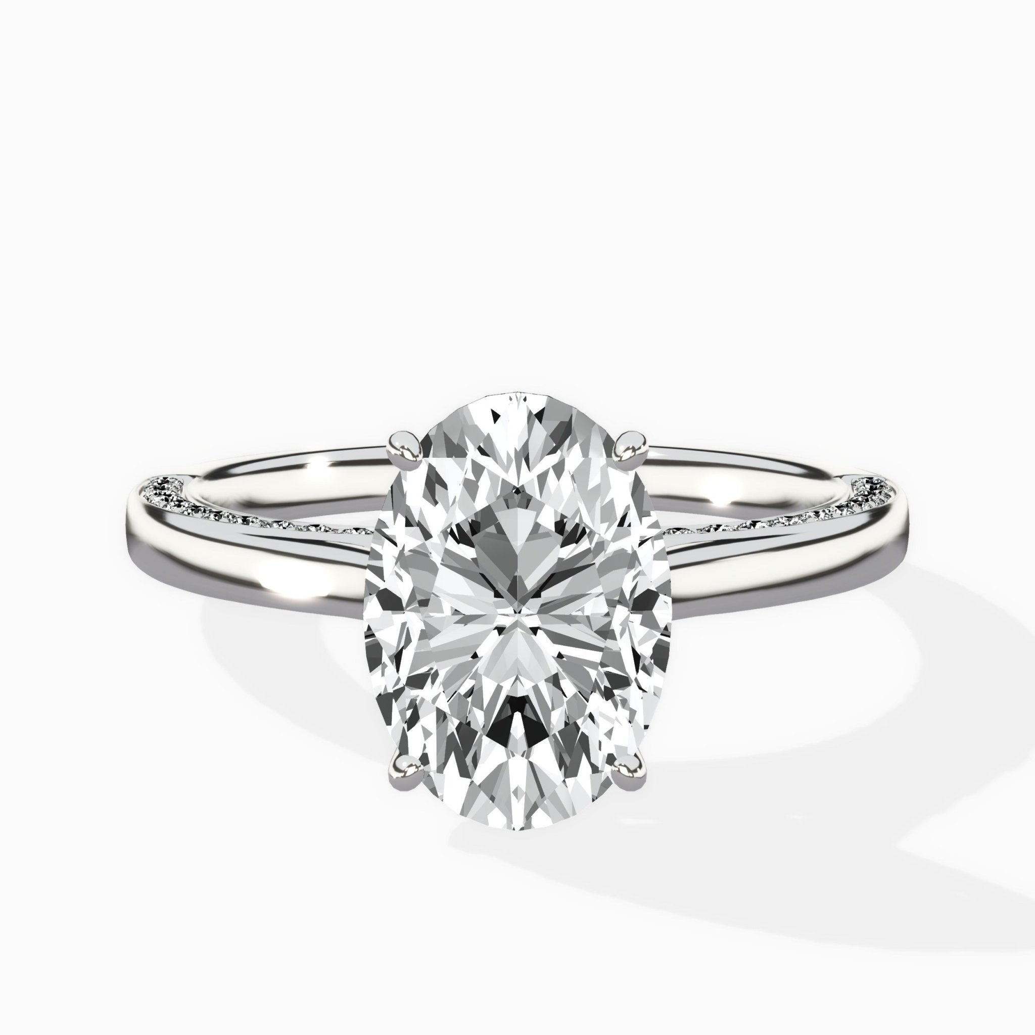 Modern Slim Hidden Halo Solitaire Ring Engagement Ring - The Better Diamonds