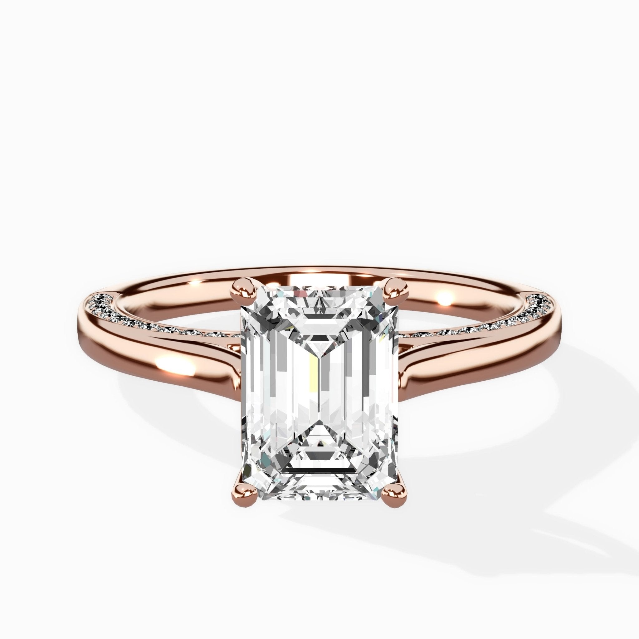 Modern Slim Hidden Halo Solitaire Ring Engagement Ring - The Better Diamonds
