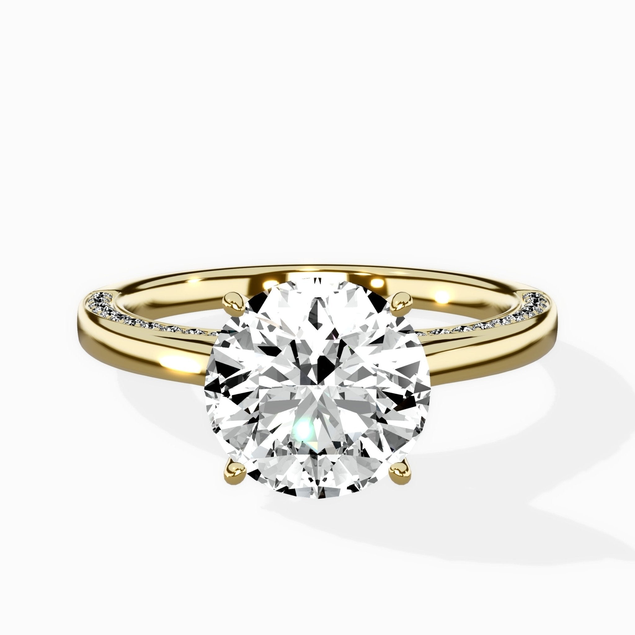 Modern Slim Hidden Halo Solitaire Ring Engagement Ring - The Better Diamonds