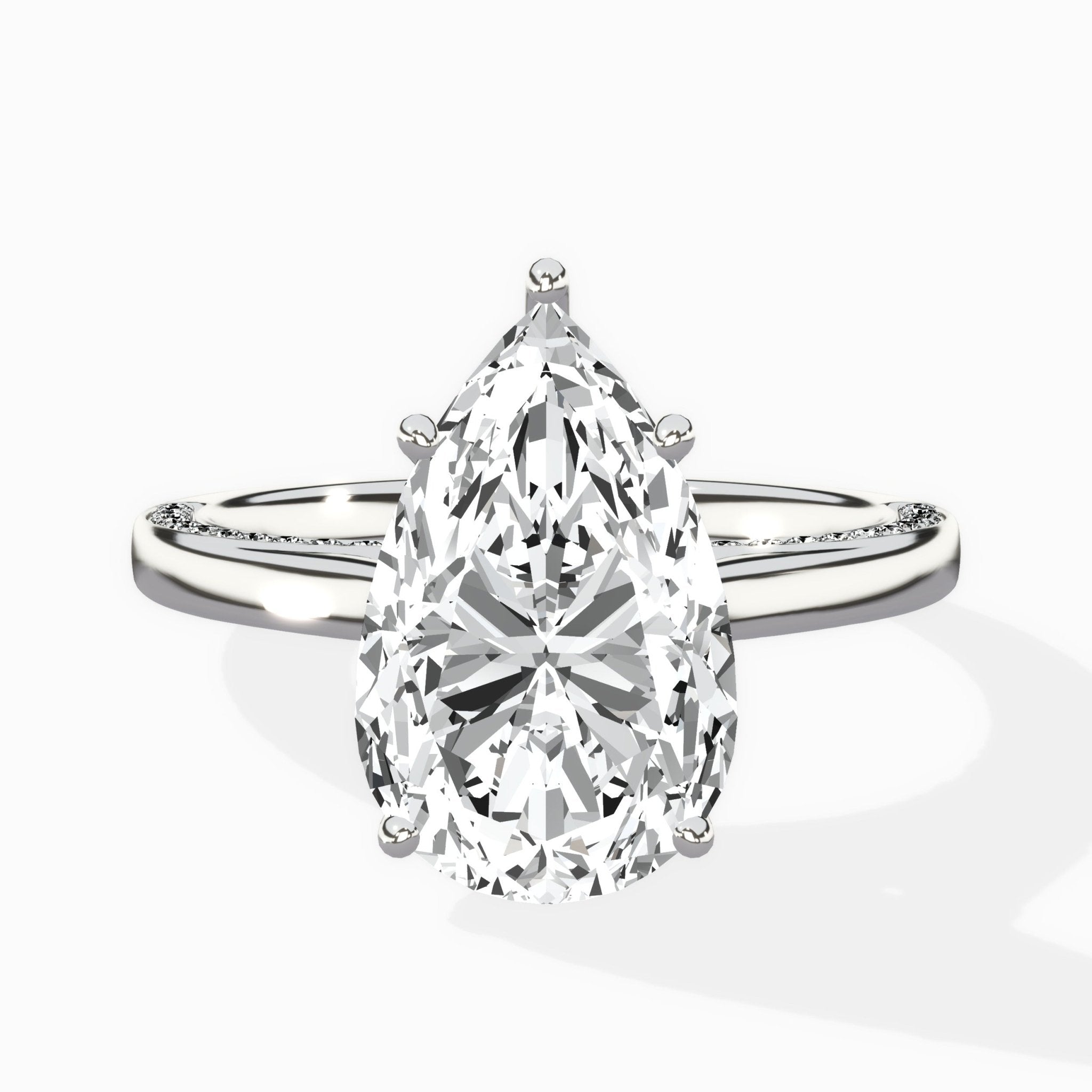 Modern Slim Hidden Halo Solitaire Ring Engagement Ring - The Better Diamonds