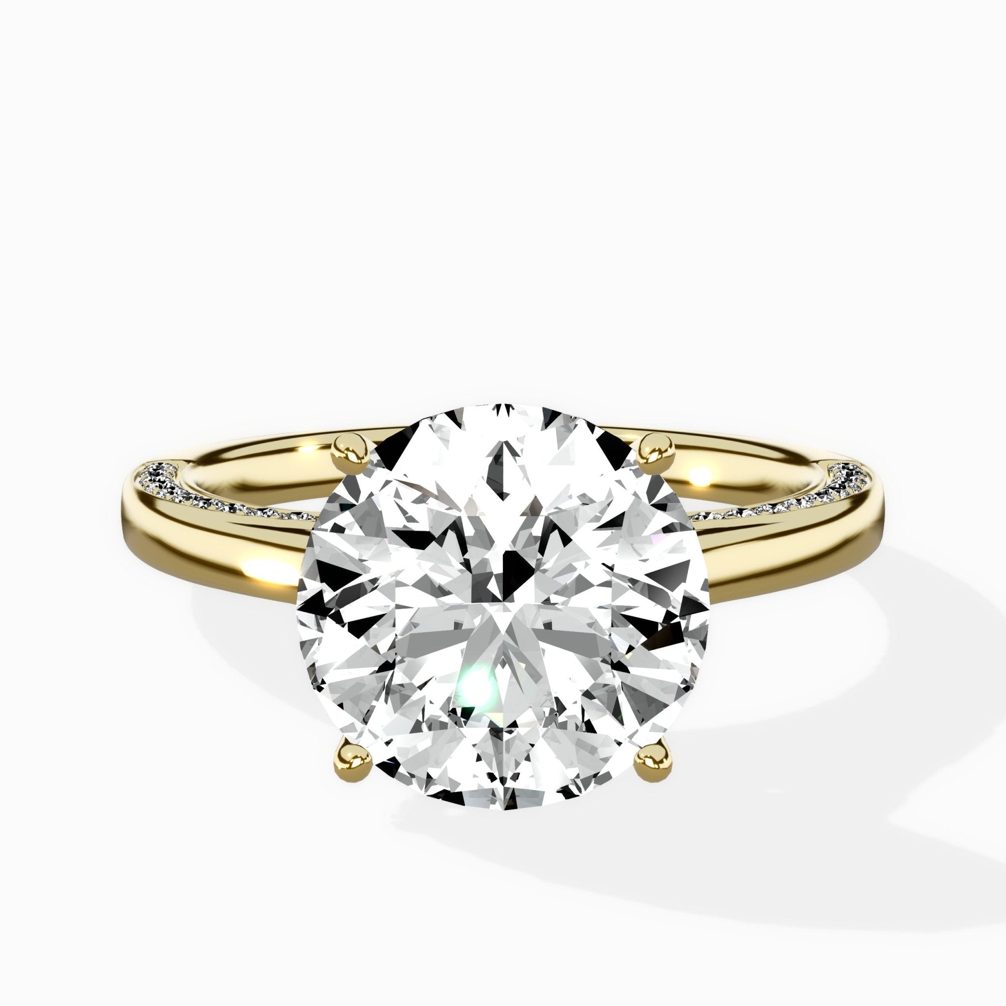 Modern Slim Hidden Halo Solitaire Ring Engagement Ring - The Better Diamonds