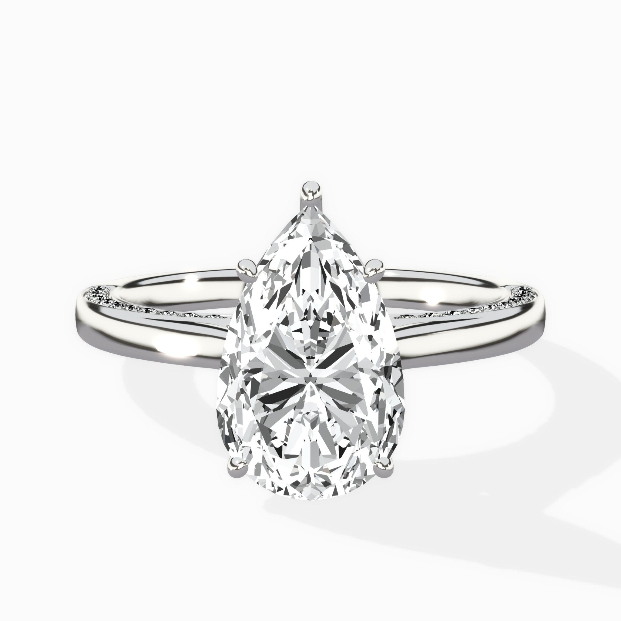 Modern Slim Hidden Halo Solitaire Ring Engagement Ring - The Better Diamonds