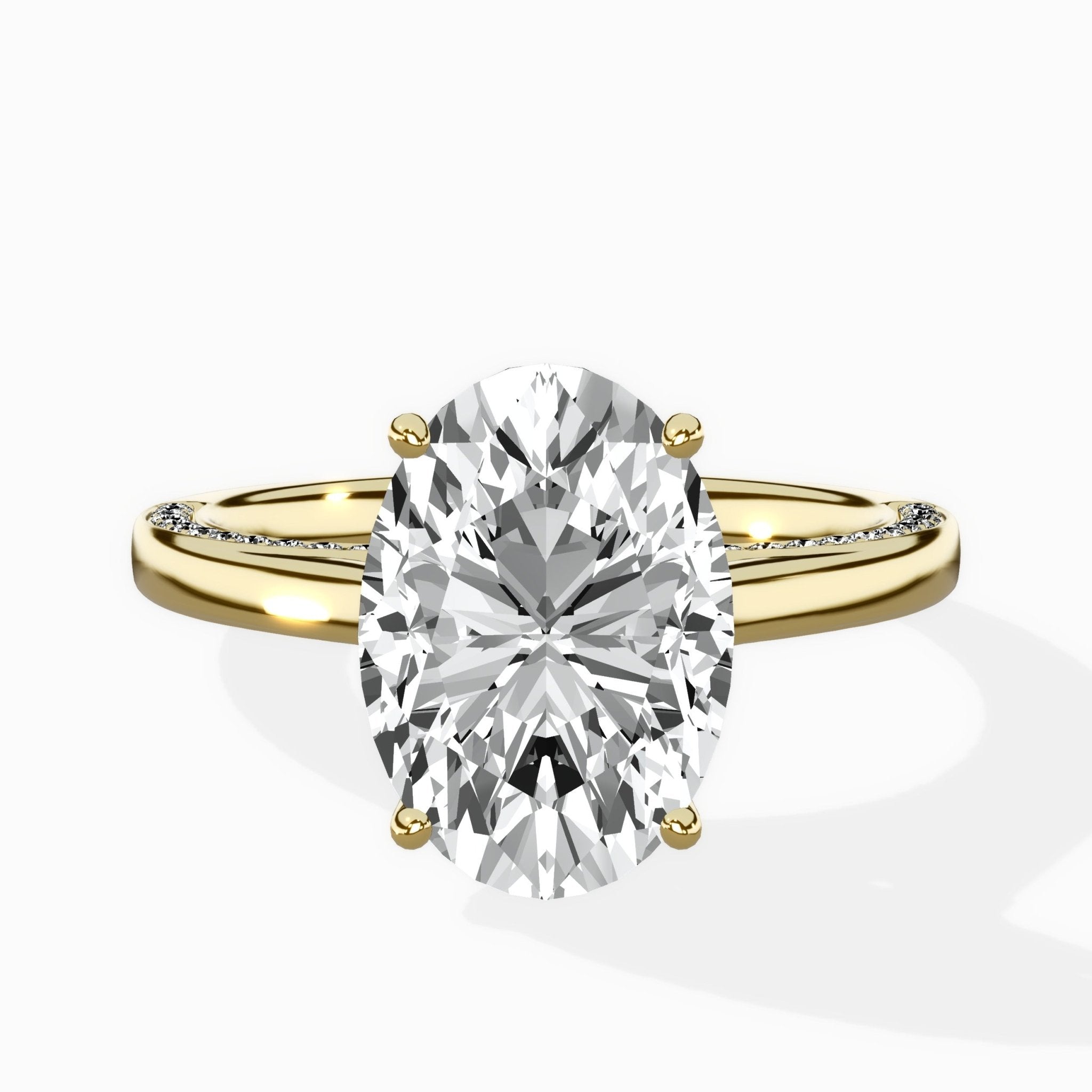Modern Slim Hidden Halo Solitaire Ring Engagement Ring - The Better Diamonds