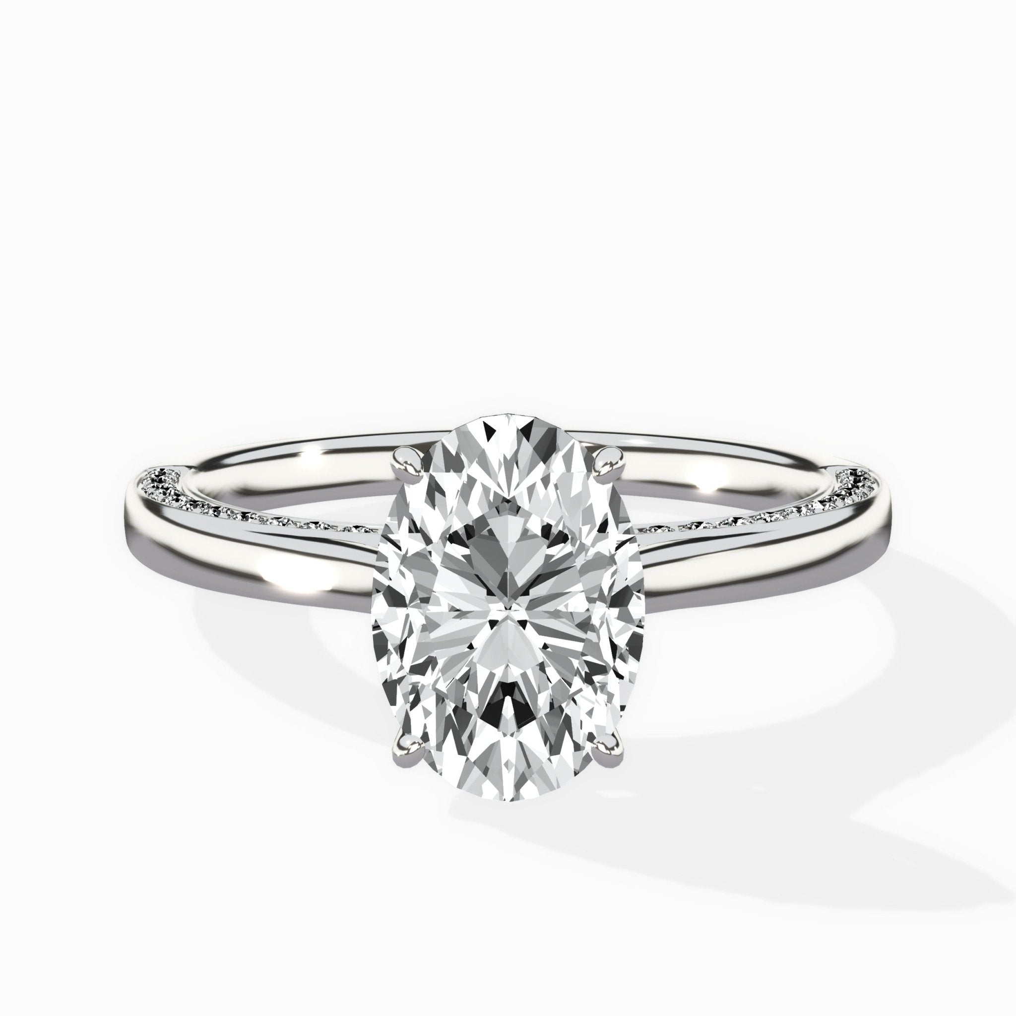 Modern Slim Hidden Halo Solitaire Ring Engagement Ring - The Better Diamonds