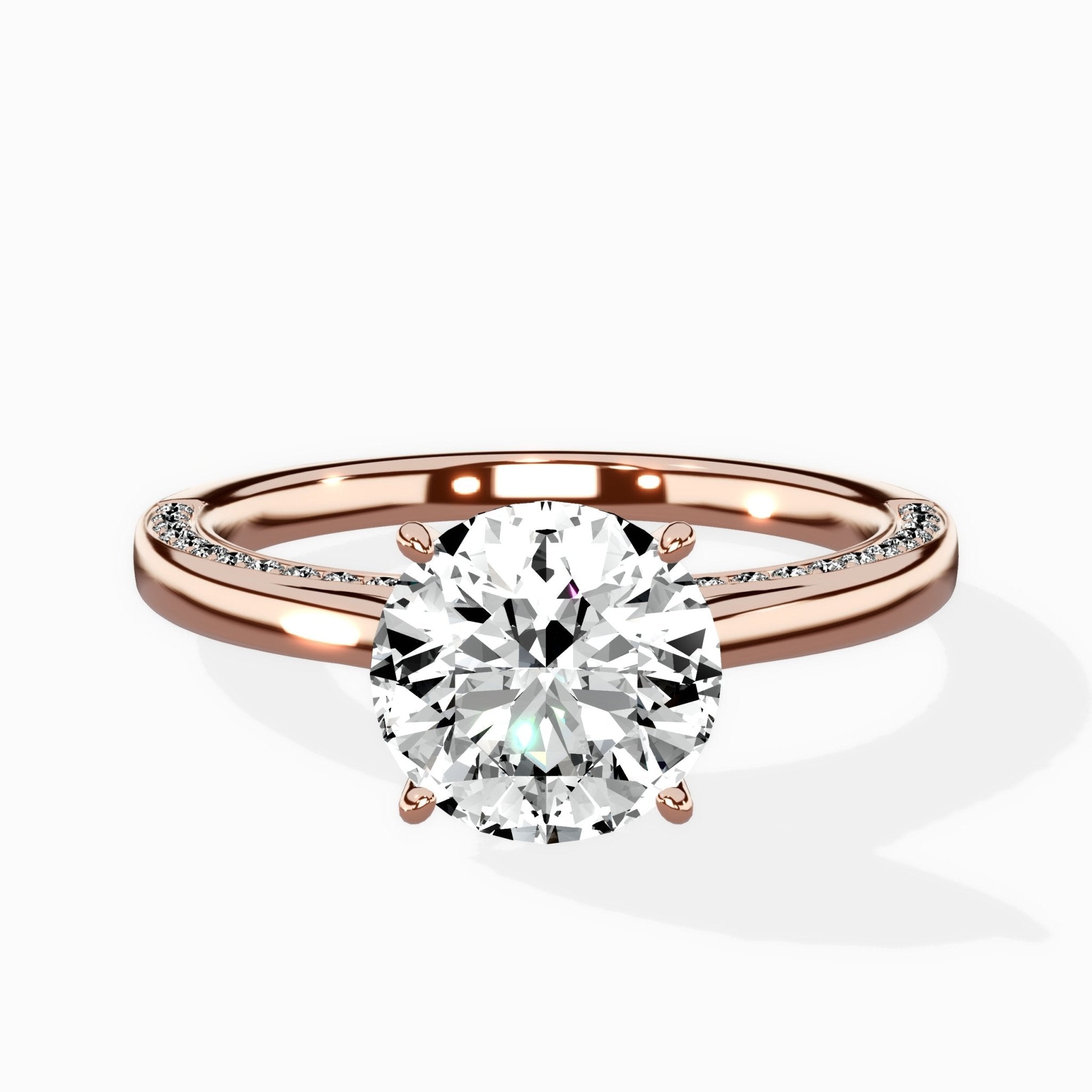 Modern Slim Hidden Halo Solitaire Ring Engagement Ring - The Better Diamonds