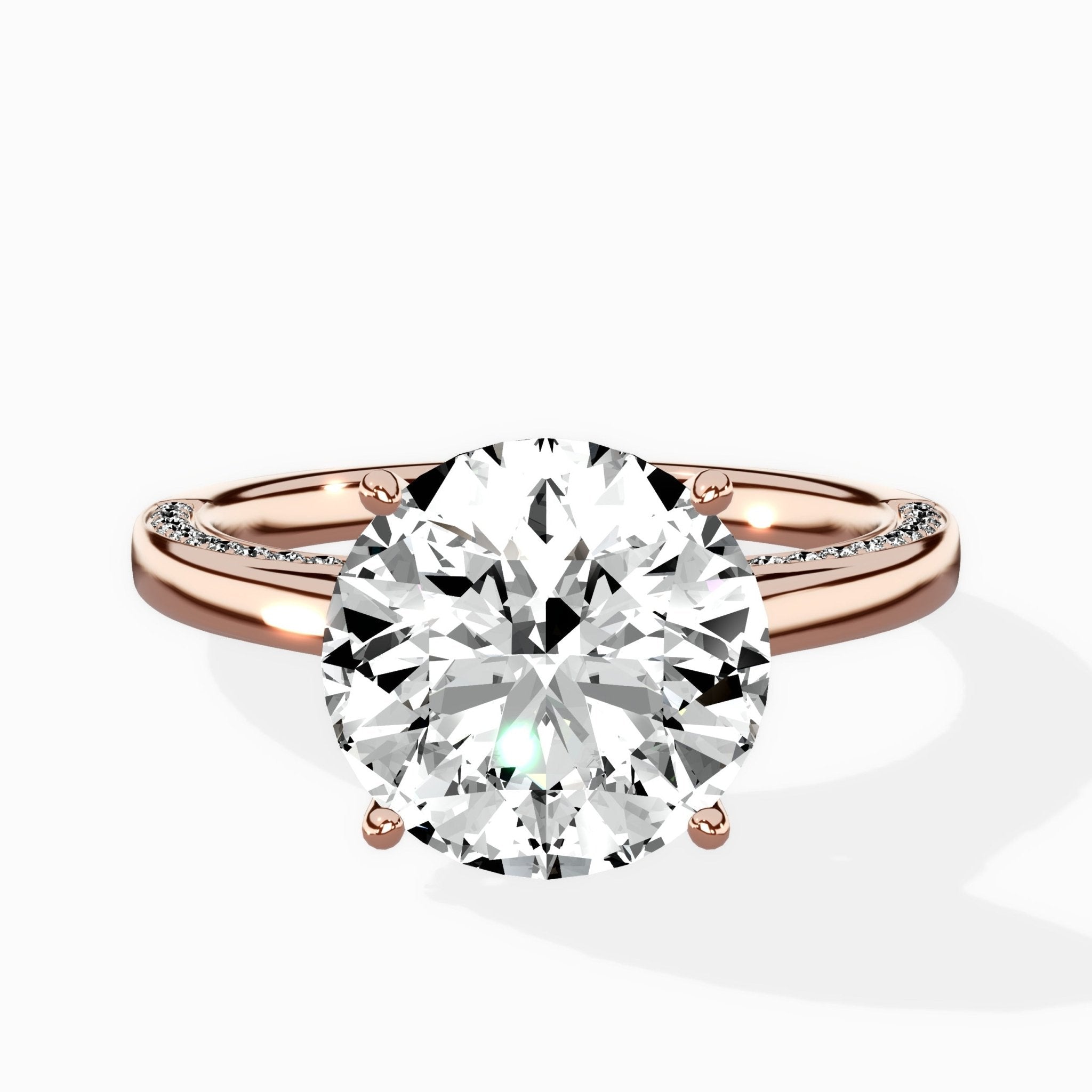 Modern Slim Hidden Halo Solitaire Ring Engagement Ring - The Better Diamonds